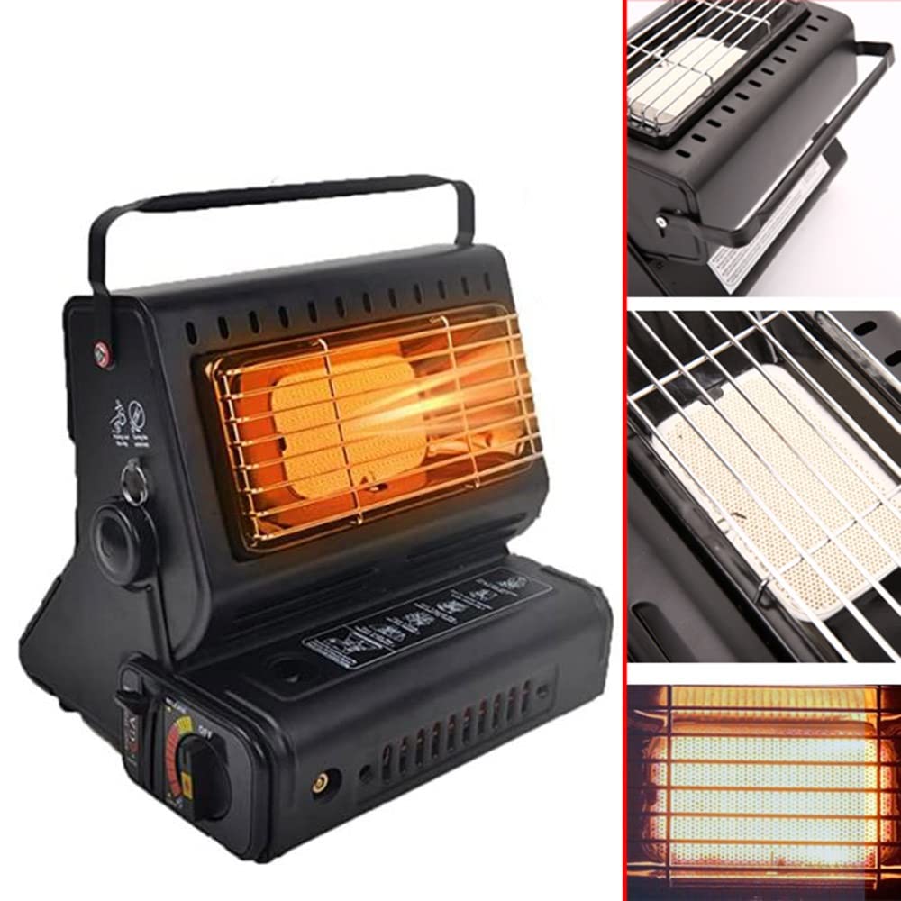LKP Adjustable Butane Gas Heater - Portable Outdoor Space Heater for Camping, Hunting, Backpacking & Patio Use | 2-in-1 Heating & Cooking Warmer (Black) | Perfect for Cold Weather Adventures & Emergency Heating
