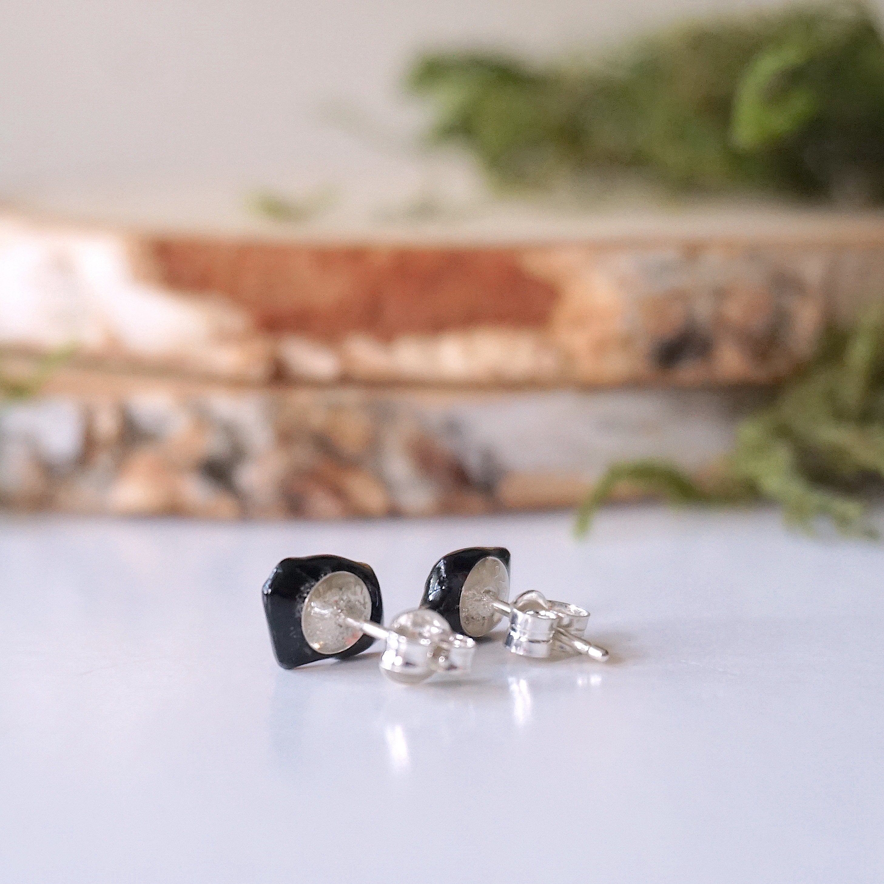 Black Tourmaline Stud Earrings for Women - Hypoallergenic Post Earrings for Everyday Wear | Perfect for Work, Date Night & Special Occasions