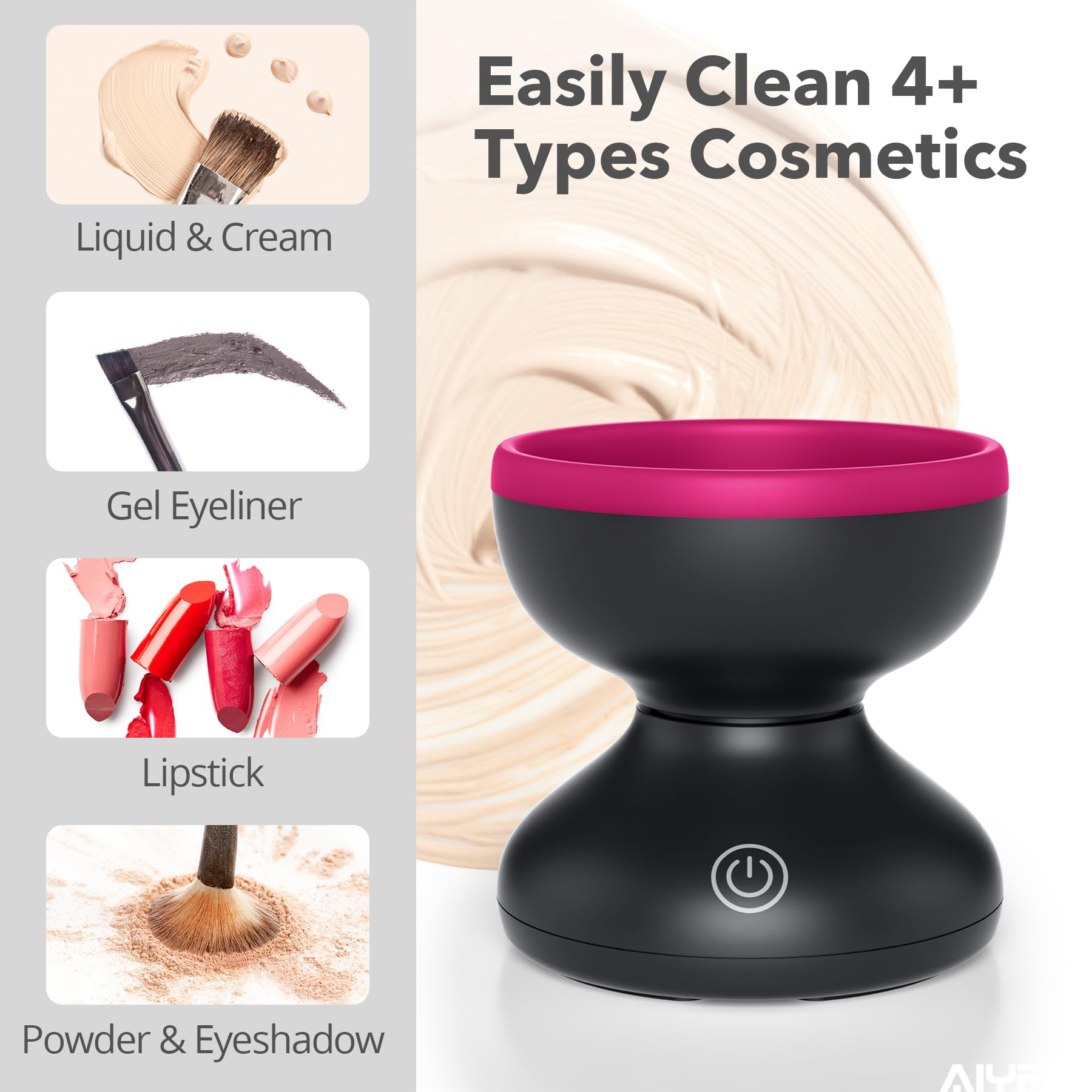Alyfini Electric Makeup Brush Cleaner - Fast Cleaning for Brushes & Sponges | Portable Beauty Tool for Home & Travel