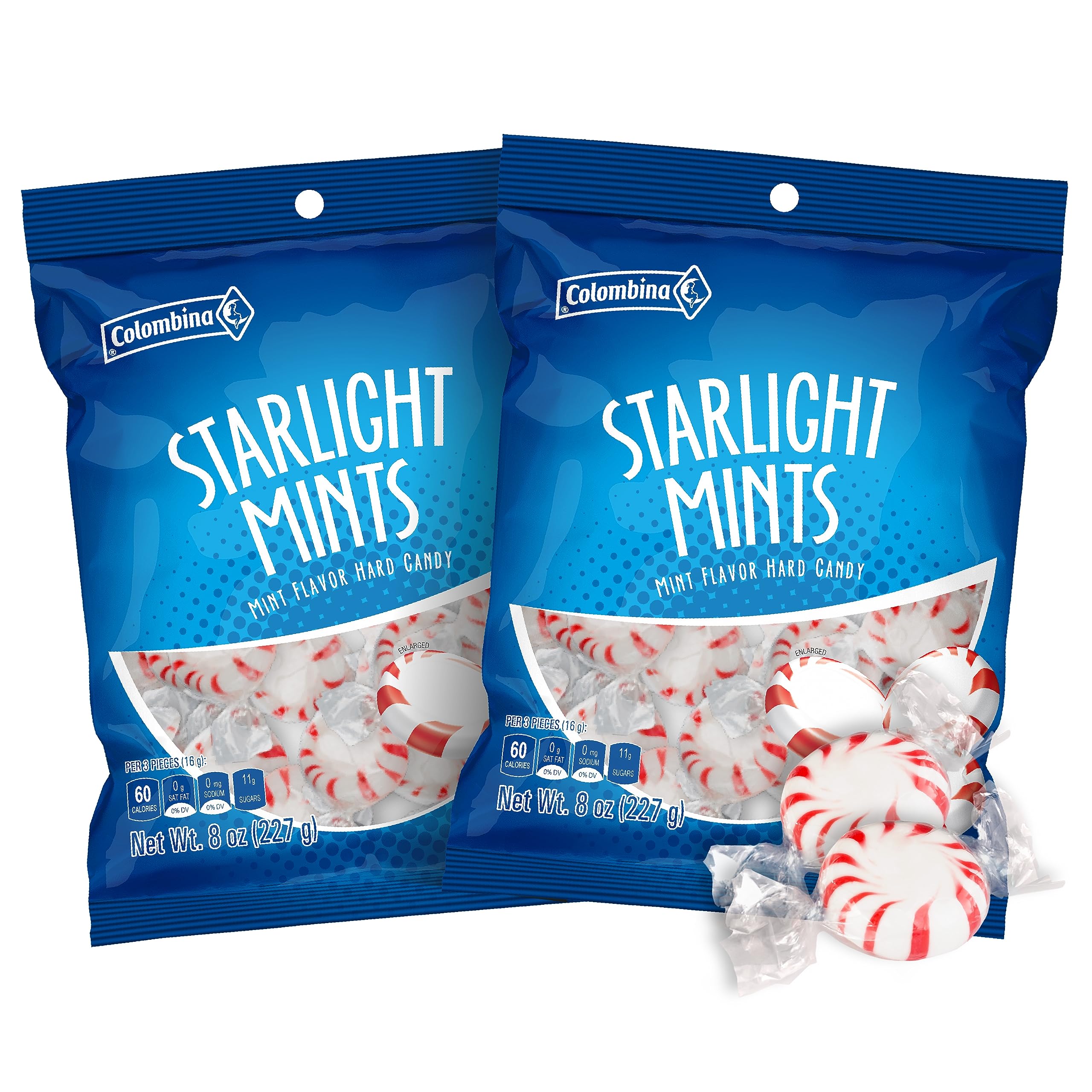 Colombina Starlight Mints - Refreshing Peppermint Hard Candies - Creamy Breath Mints for Fresh Breath - Individually Wrapped Bulk Candy (44 Pieces) - Perfect for Office Snacks, Party Favors & Gift Bags - 8oz 2-Pack