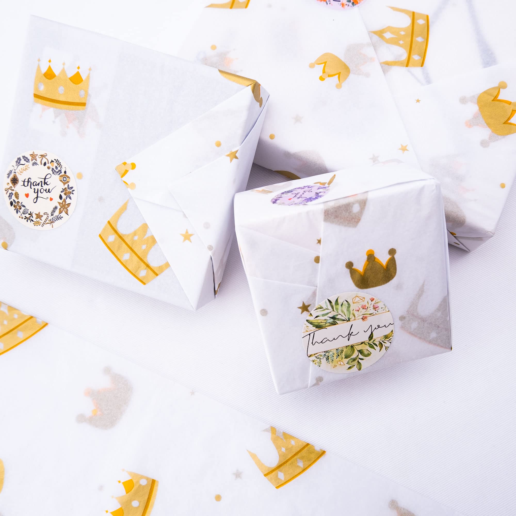 MR FIVE 30 Sheets White and Metallic Gold Tissue Paper Bulk - 20
