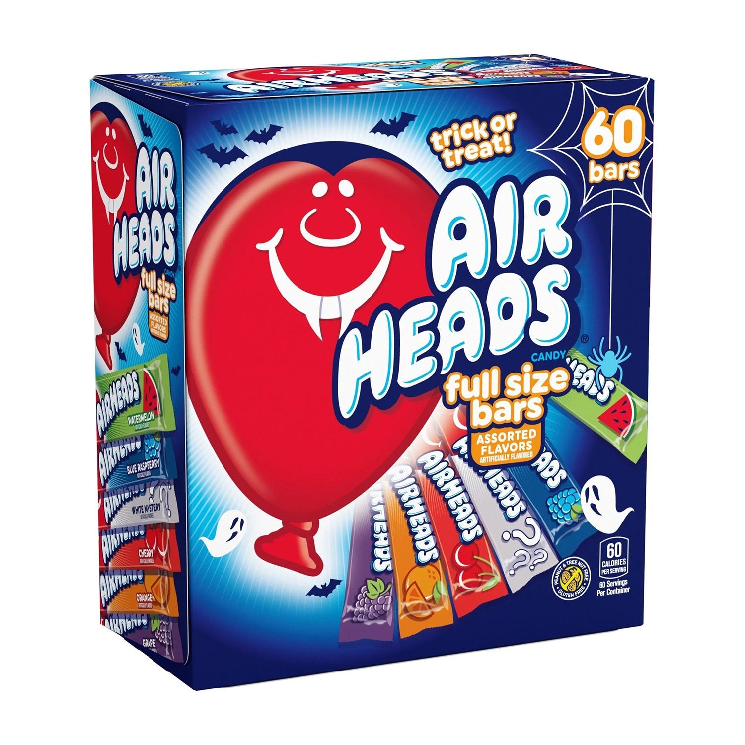 Airheads Assorted Flavors Candy Display Box - 60 Count | Bulk Candy for Parties, Halloween, and Office Snacks