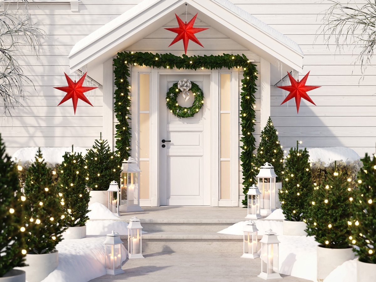 18 Inch Red 7 Point Weatherproof Star Lantern Lamp - Outdoor Hanging Decoration for Patio, Garden, and Holiday Lighting (Shade Only)