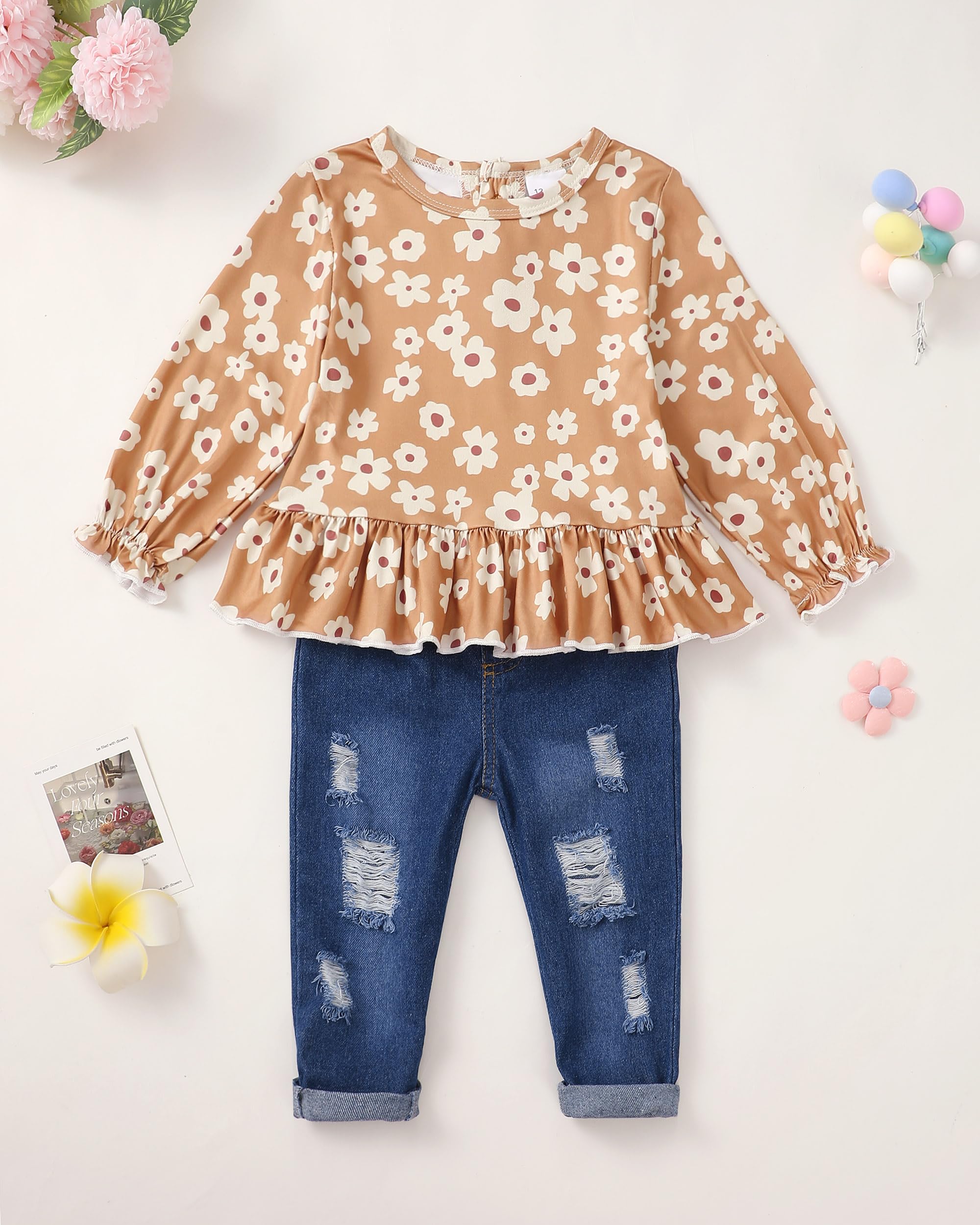 Renotemy Baby Girl Clothes Set - Toddler & Infant Outfits with Cute Jeans Pants | Perfect for Playdates, Parties & Everyday Wear