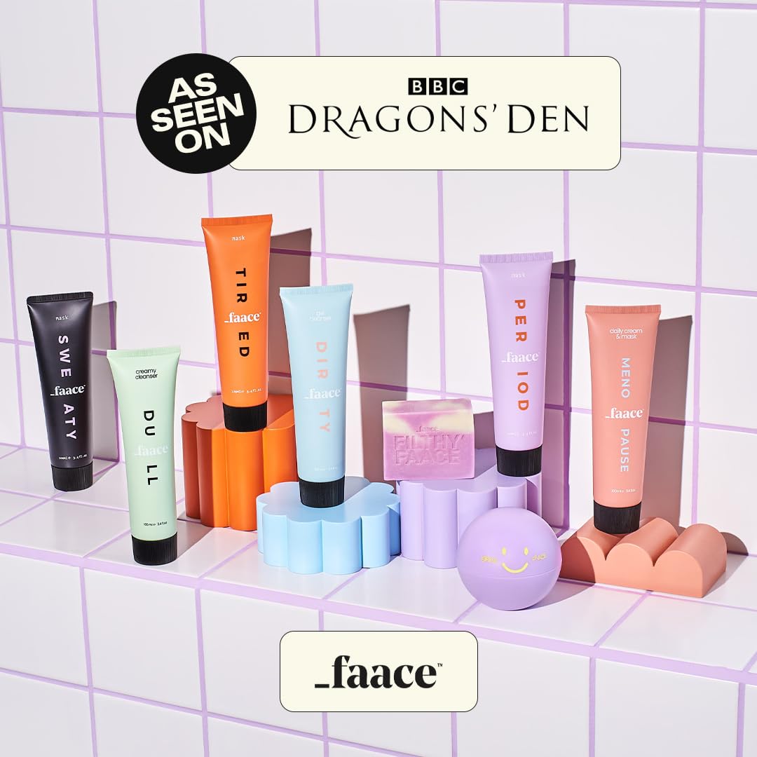Faace New Period Face Mask - Vegan Daily Face Cream for Hormonal Skin with Hyaluronic Acid, Aloe Vera & Green Tea | Cruelty-Free Organic Skincare Made in UK (100ml, 40 Uses) | Perfect for PMS Relief & Sensitive Skin Care Routine