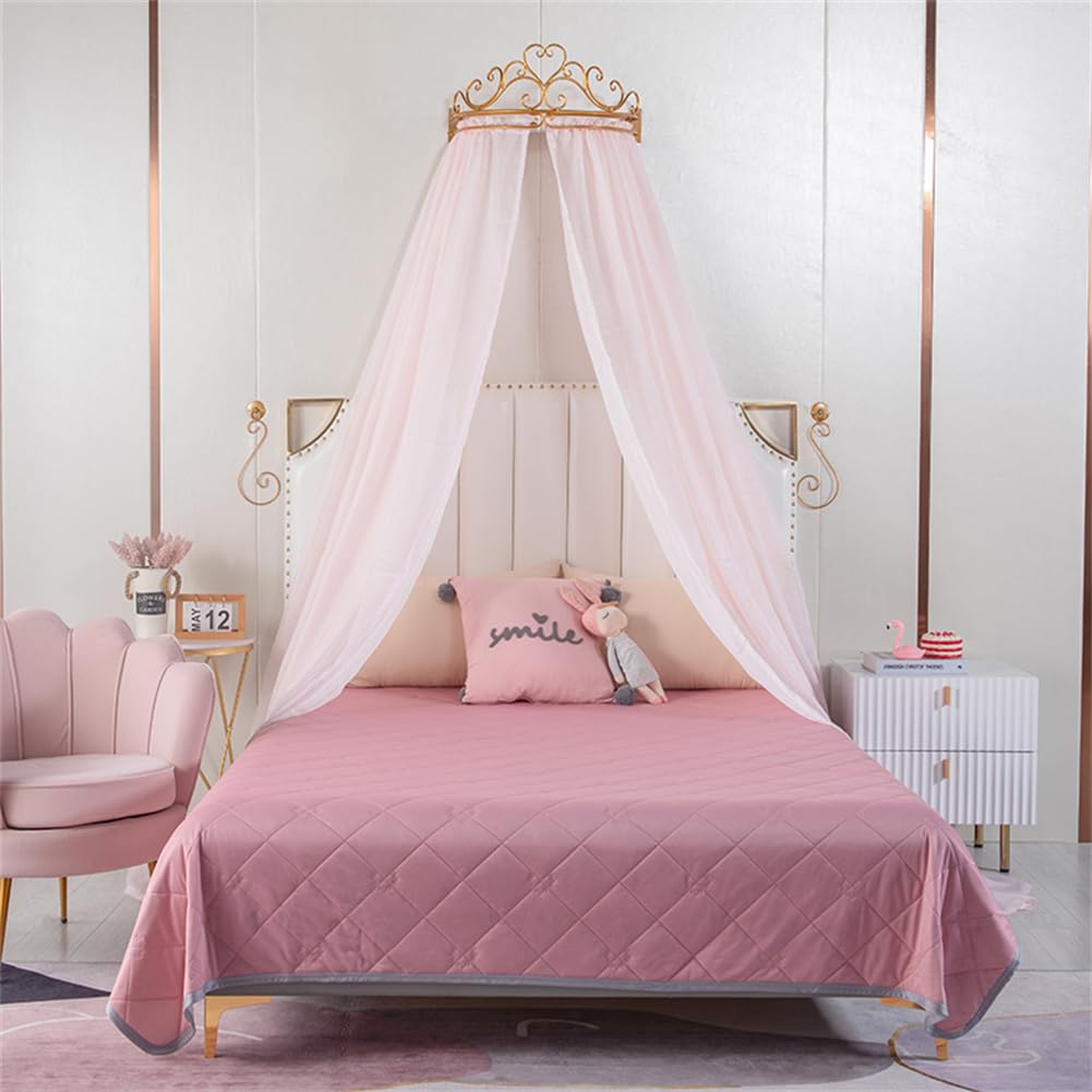 Lotus Karen Princess Bed Canopy with Lace Mosquito Net - Metal Crown Design for Girls, Kids & Toddlers | Nursery Decor, Bedroom Decoration for Baby Shower & Birthday Gifts