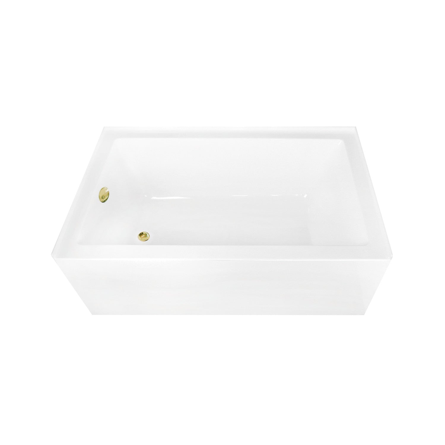 Aqua Eden 60 Inch Acrylic Rectangular 3-Wall Alcove Bathtub Combo with Waste & Overflow Drain - Left Hand Drain, Glossy White/Polished Brass - Perfect for Modern Bathroom Renovations & Spa-Like Retreats