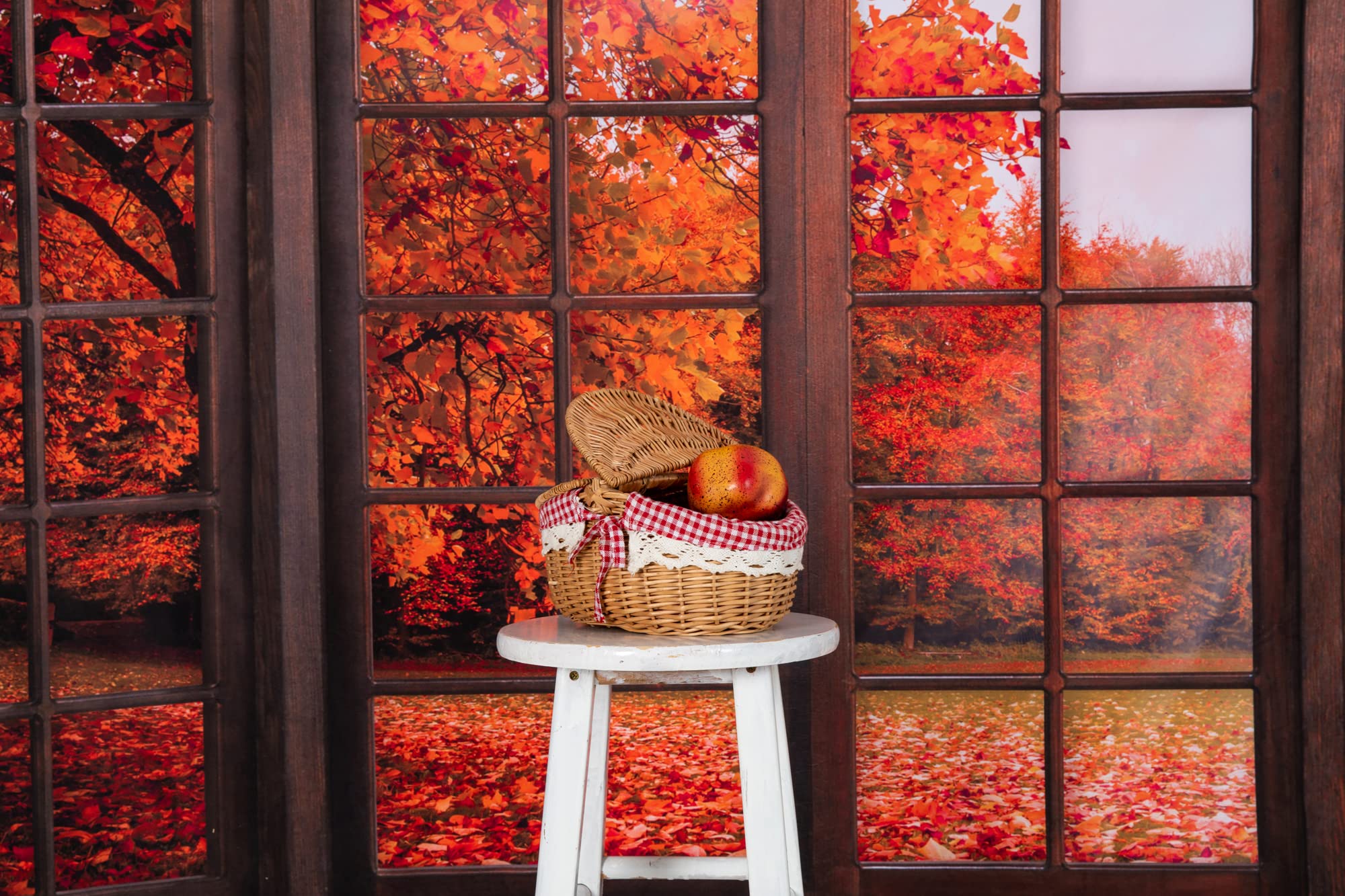 8x8ft Autumn Leaves Photography Backdrop - Fall Foliage Window Scenery Background for Photo Studio, Home Decor & Seasonal Party Decorations | Perfect for Halloween, Thanksgiving & Autumn Photoshoots