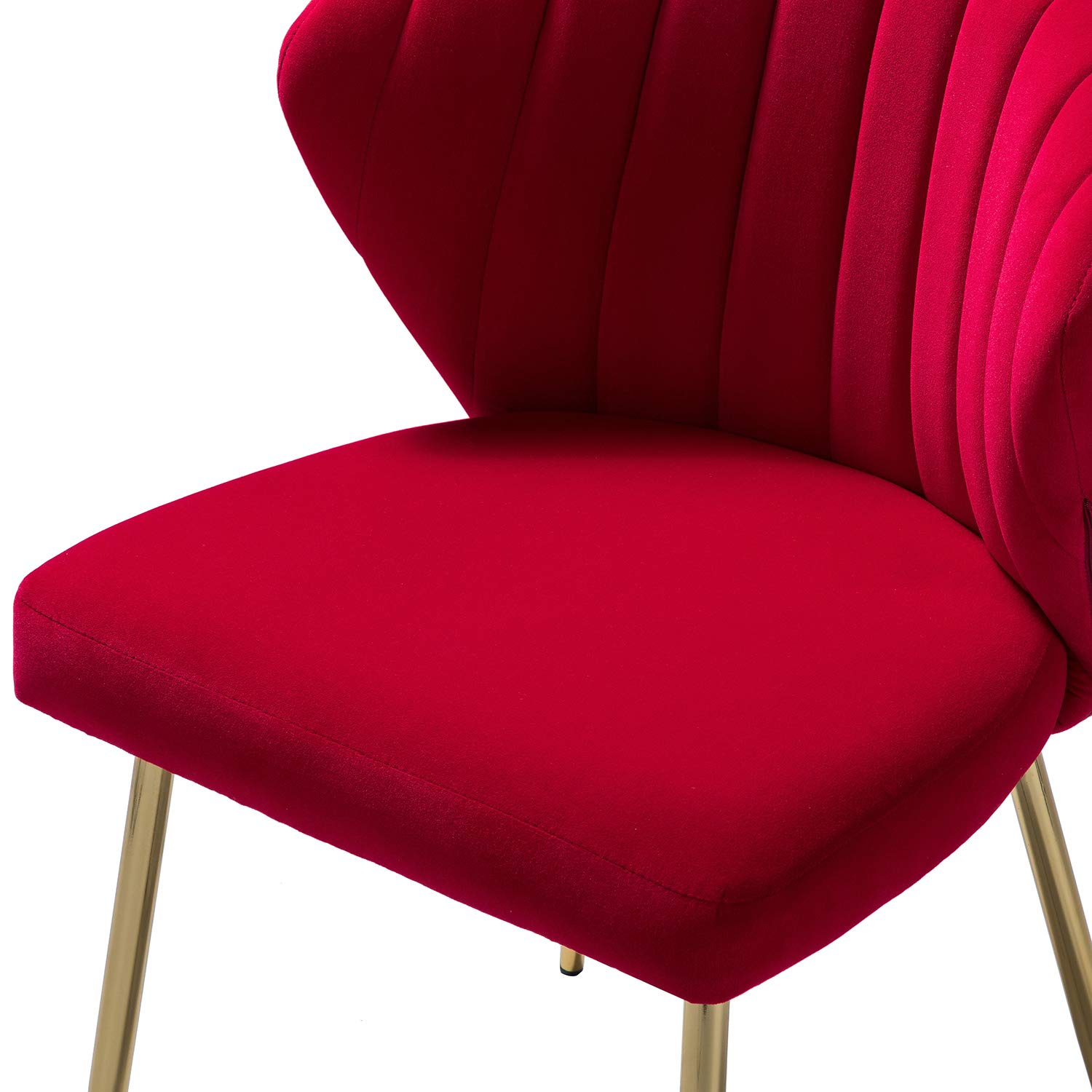 TINA'S HOME Modern Velvet Dining Chairs - Gold Metal Leg Accent Chairs with Tufted Back, Upholstered Side Chairs for Living Room, Kitchen, Vanity & Patio | Elegant Home Decor for Small Spaces (Red)