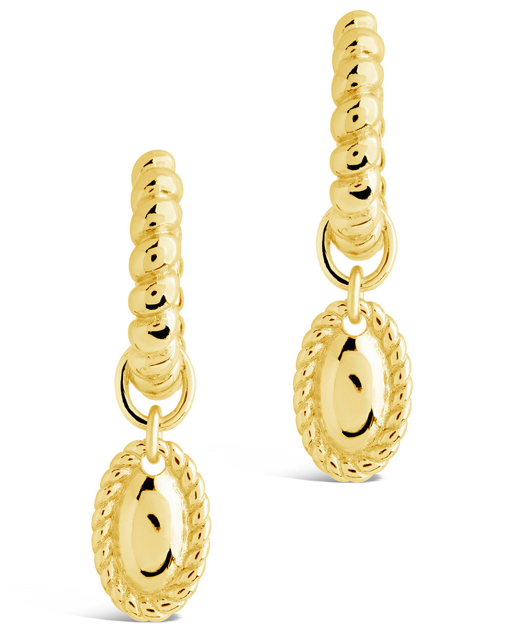 Hartley Textured Drop Charm Hoop Earrings for Women - Elegant Dangle Earrings for Party, Wedding & Everyday Wear