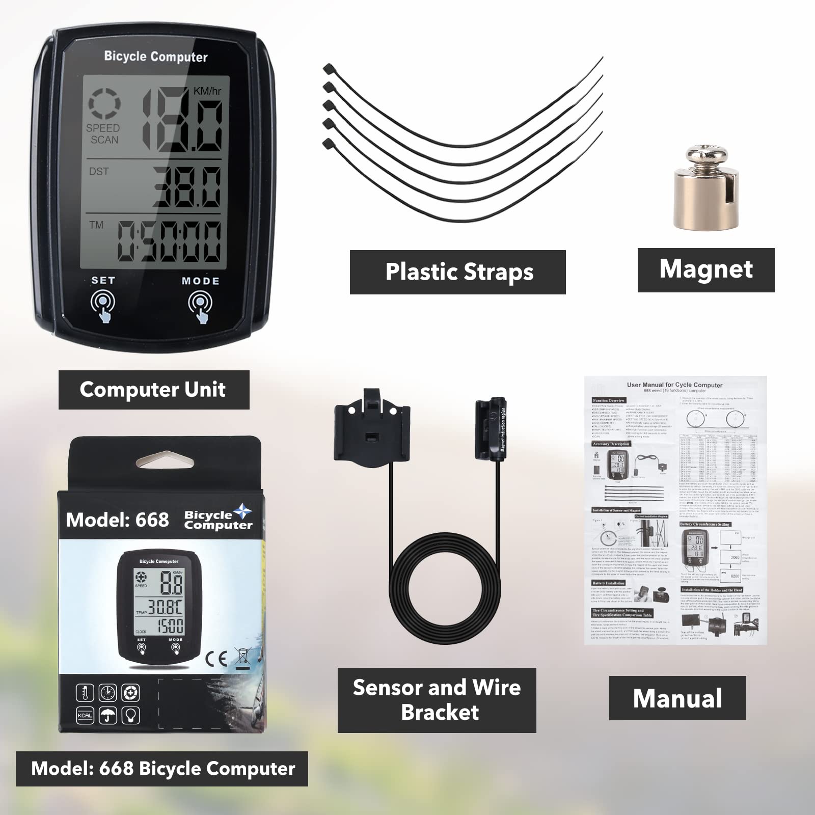 Wireless Bike Computer with LCD Backlight Display - Waterproof Cycling Speedometer & Odometer for Bicycles | MPH/KM/H Switchable | Perfect for Road Biking, Mountain Cycling & Commuting