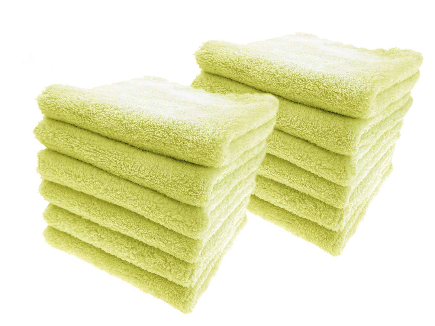 Ultra Soft Edgeless Microfiber Cleaning Cloths - 12 Pack (12x12 Inch) | Super Absorbent Multipurpose Plush Towels for Car, Kitchen, Glass & Electronics | Yellow