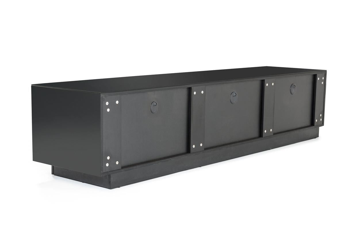 Modern Black Glass TV Stand for Flat Screen TVs - Sturdy & Stylish Entertainment Center for Living Room, Bedroom, or Home Theater