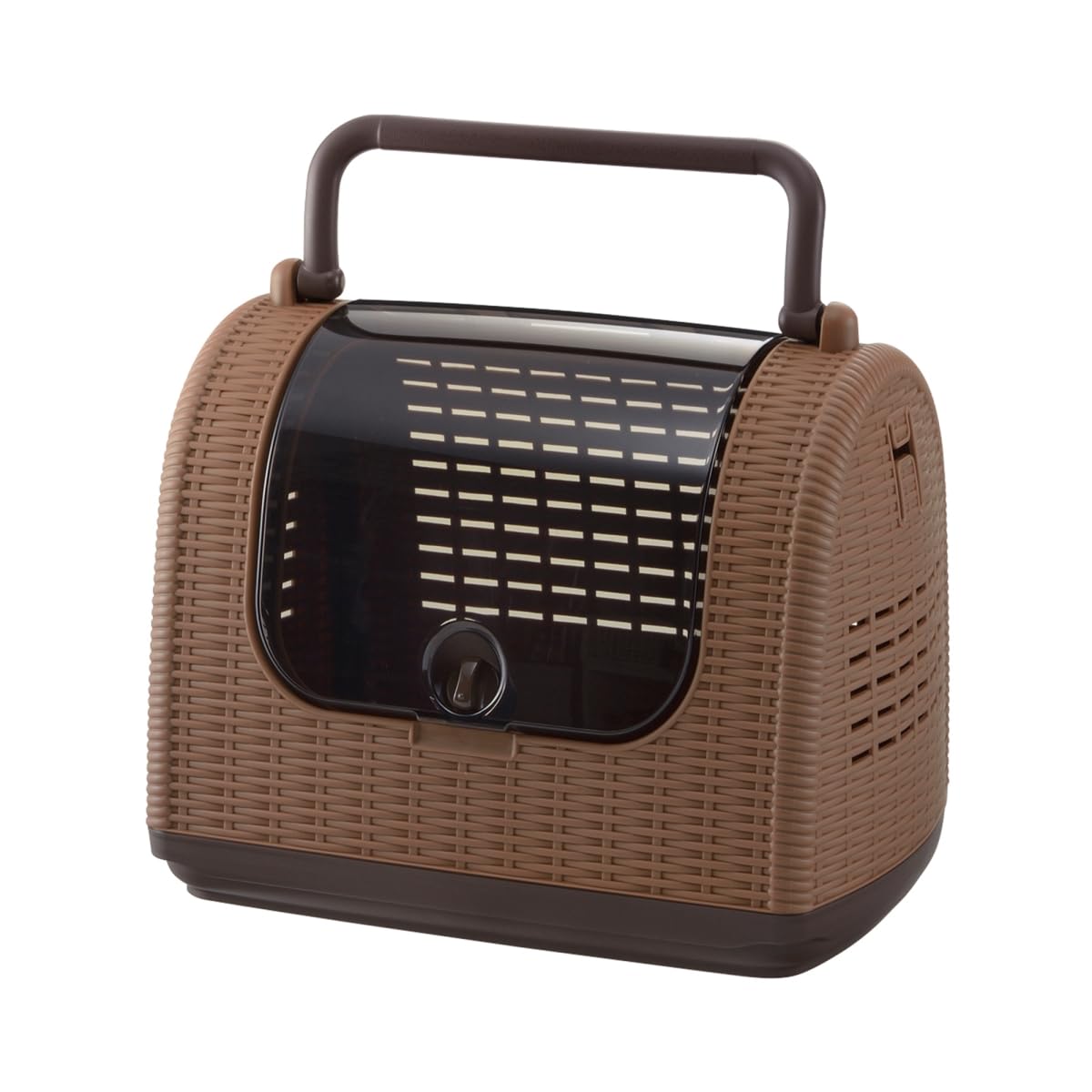 Richell Faux Wicker Pet Carrier for Small Dogs & Cats - Breathable Travel Carrier with Clear Top Window | Perfect for Airplane, Car Rides & Vet Visits
