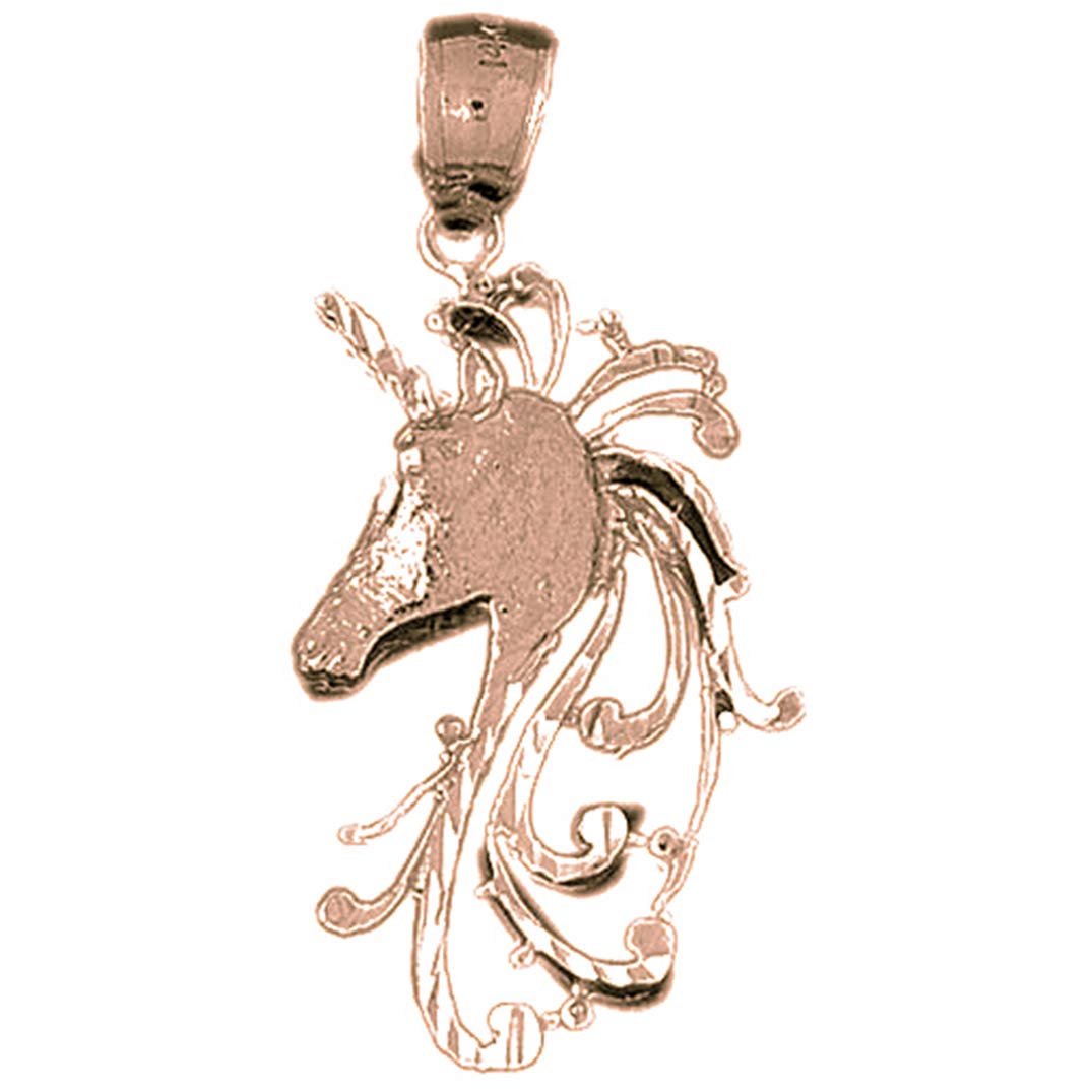 14K Rose Gold Unicorn Pendant Necklace - 41mm Elegant Jewelry Gift for Women & Girls - Perfect for Birthdays, Anniversaries & Special Occasions