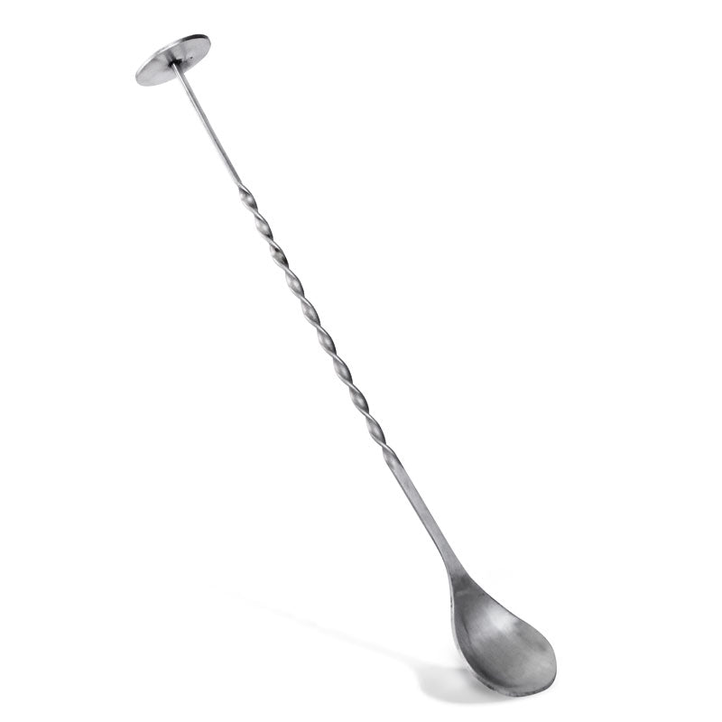 10.75 Inch Bar Spoon with Disk - Premium Stainless Steel Cocktail Mixing Tool for Bartenders & Home Bars - Perfect for Stirring, Layering & Serving Drinks