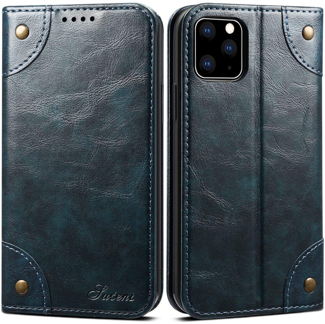 Premium Leather iPhone 11 Wallet Case - Magnetic Folio Cover with Card Slots & Stand for Apple iPhone 11 (6.1 inch 2019 Model) | Perfect for Business Travel & Daily Use - Blue