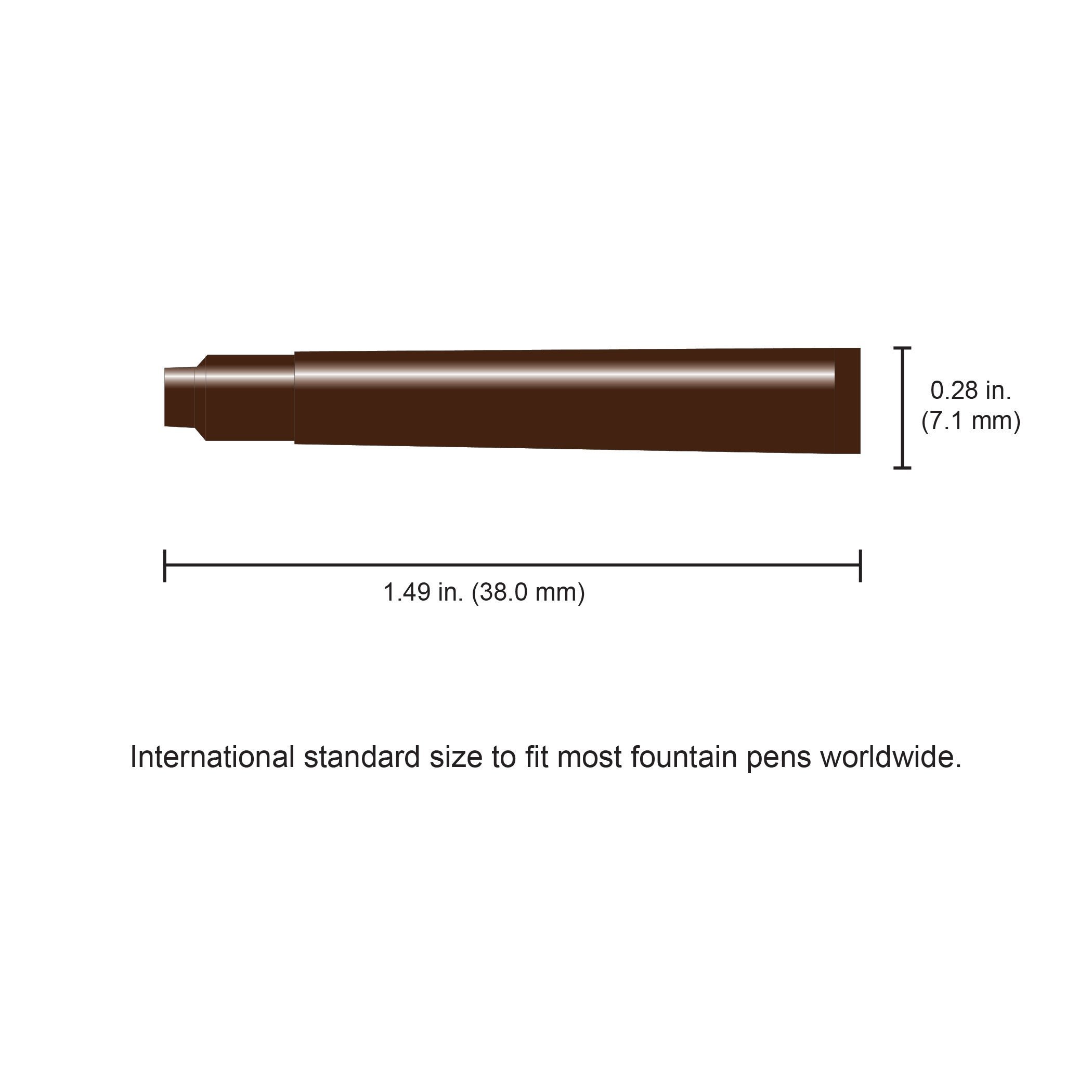 Monteverde International Standard Fountain Pen Ink Cartridges - Brown (6 Pack, G302BN) | Compatible with Most Fountain Pens for Smooth Writing at Home, Office & School