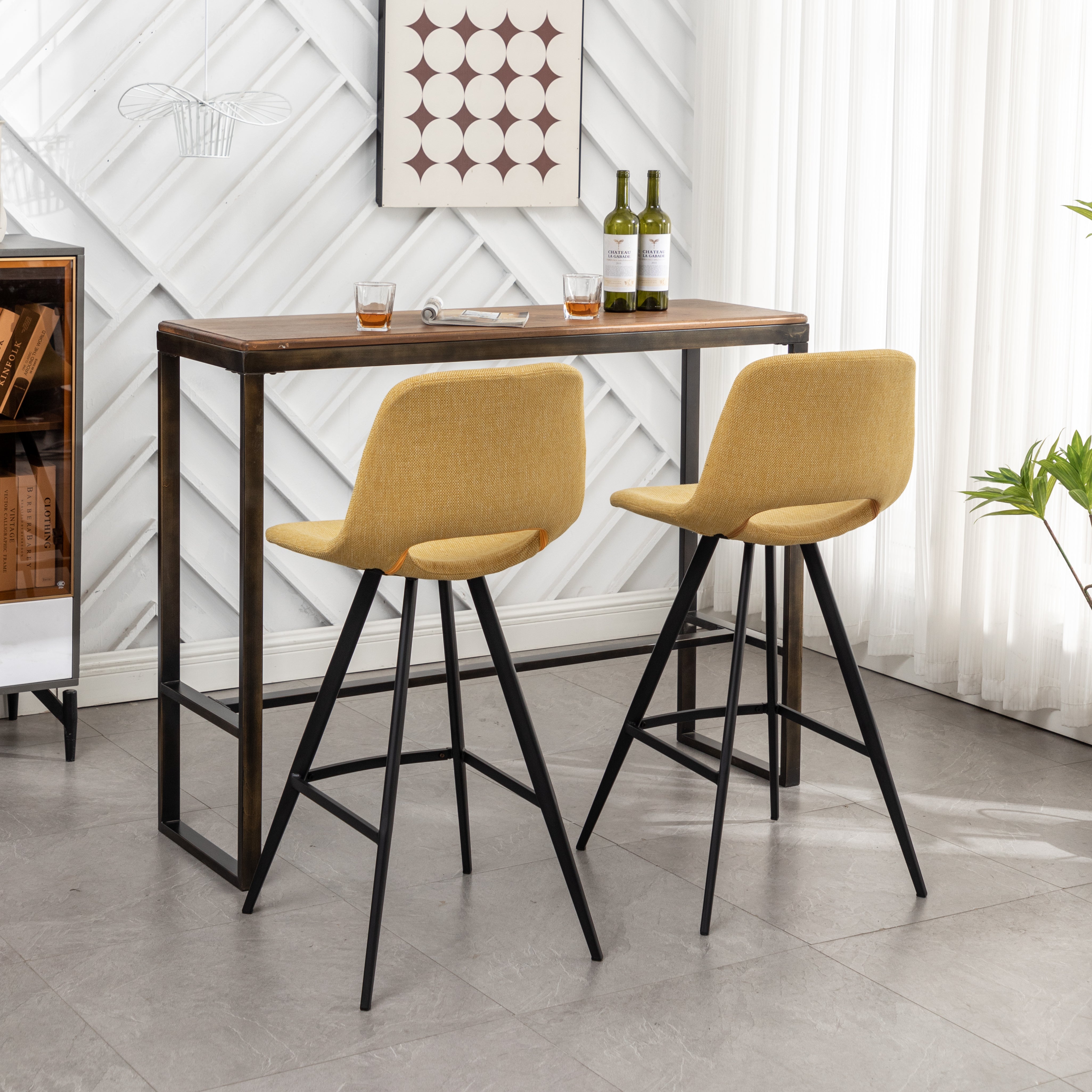 Roundhill Furniture Porth Fabric Kitchen Barstools 28.25