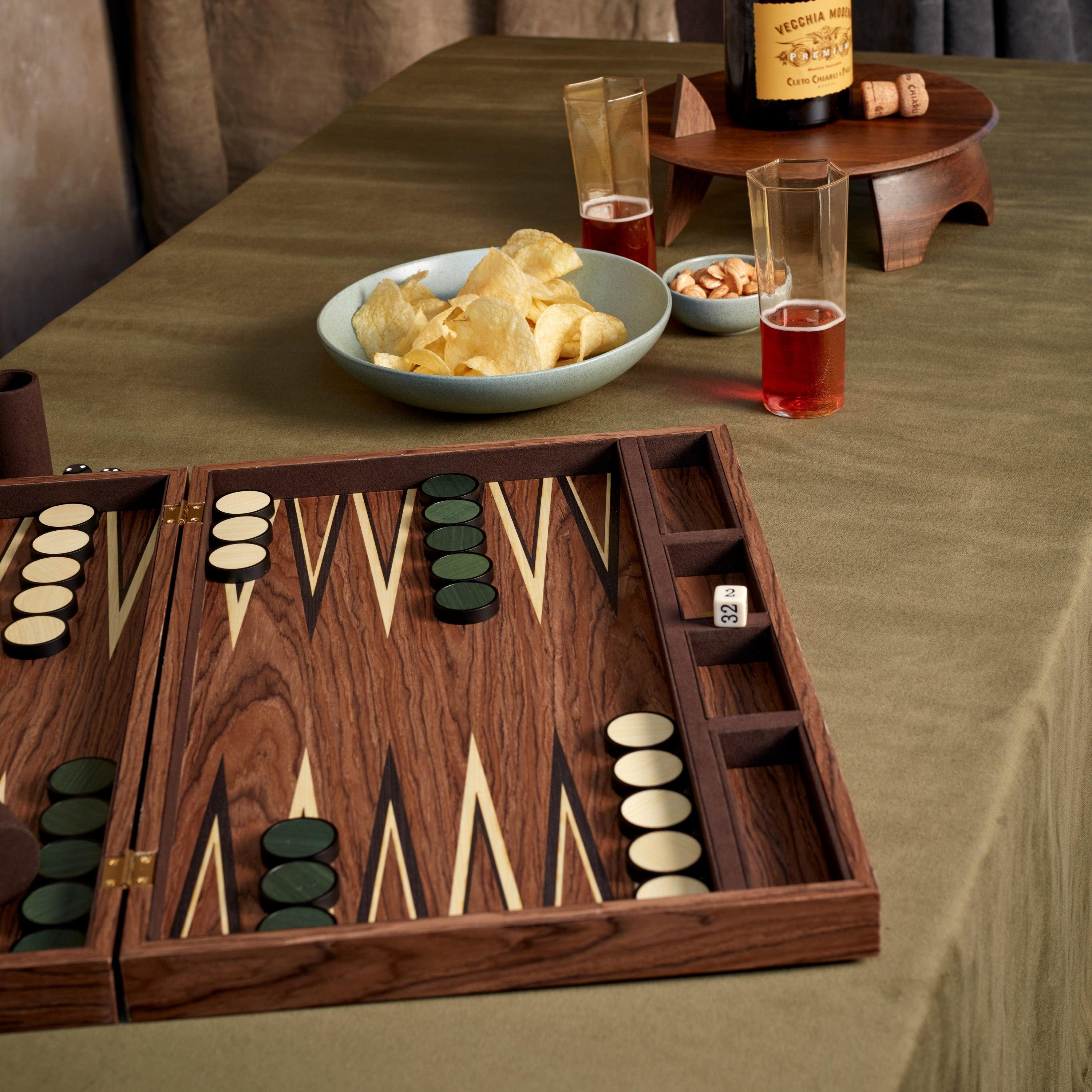 Premium Matis Backgammon Set - Classic Wooden Board Game with 30 Checkers, 4 Dice & Doubling Cube - Perfect for Family Game Nights, Travel & Gifts