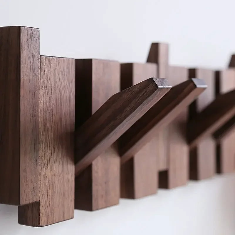 Solid Wood Wall Mounted Clothes Hanger Rack - Space Saving Storage for Bedroom, Closet & Laundry Room Organization