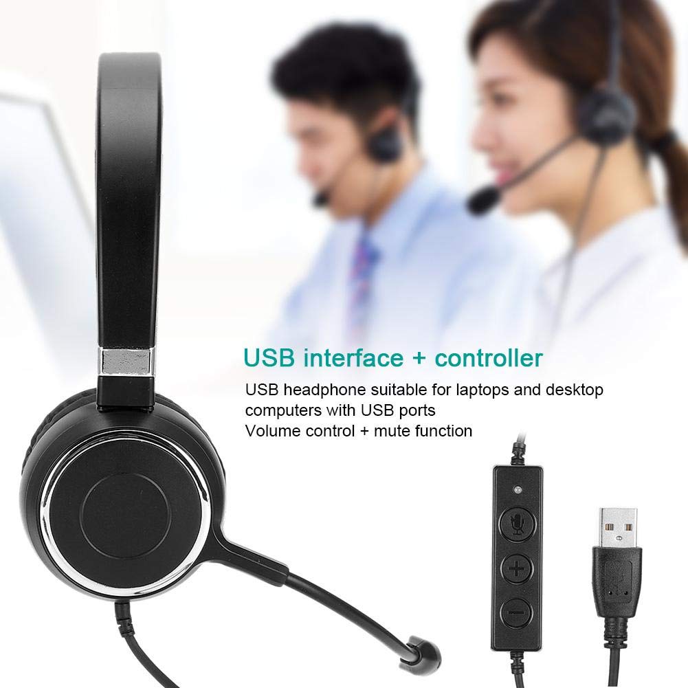 Topiky USB Communication Headset with Microphone & Soft Ear Cushions - Noise Cancelling Call Center Headphones for Online Chat, Teaching, Remote Work & Customer Service (USB Wired PC Computer Headset)