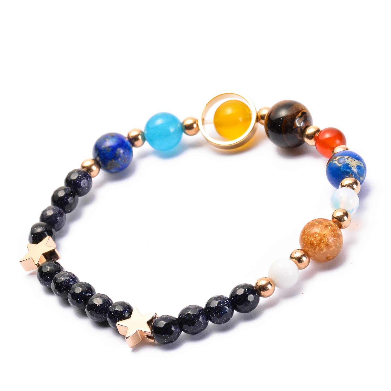 Solar System Bracelet - Universe Galaxy Bracelet with 8 Planets & Guardian Stars - Stretch Yoga Chakra Bracelet for Men & Women - Lava Rock Essential Oil Diffuser Bracelet for Meditation, Yoga & Spiritual Healing