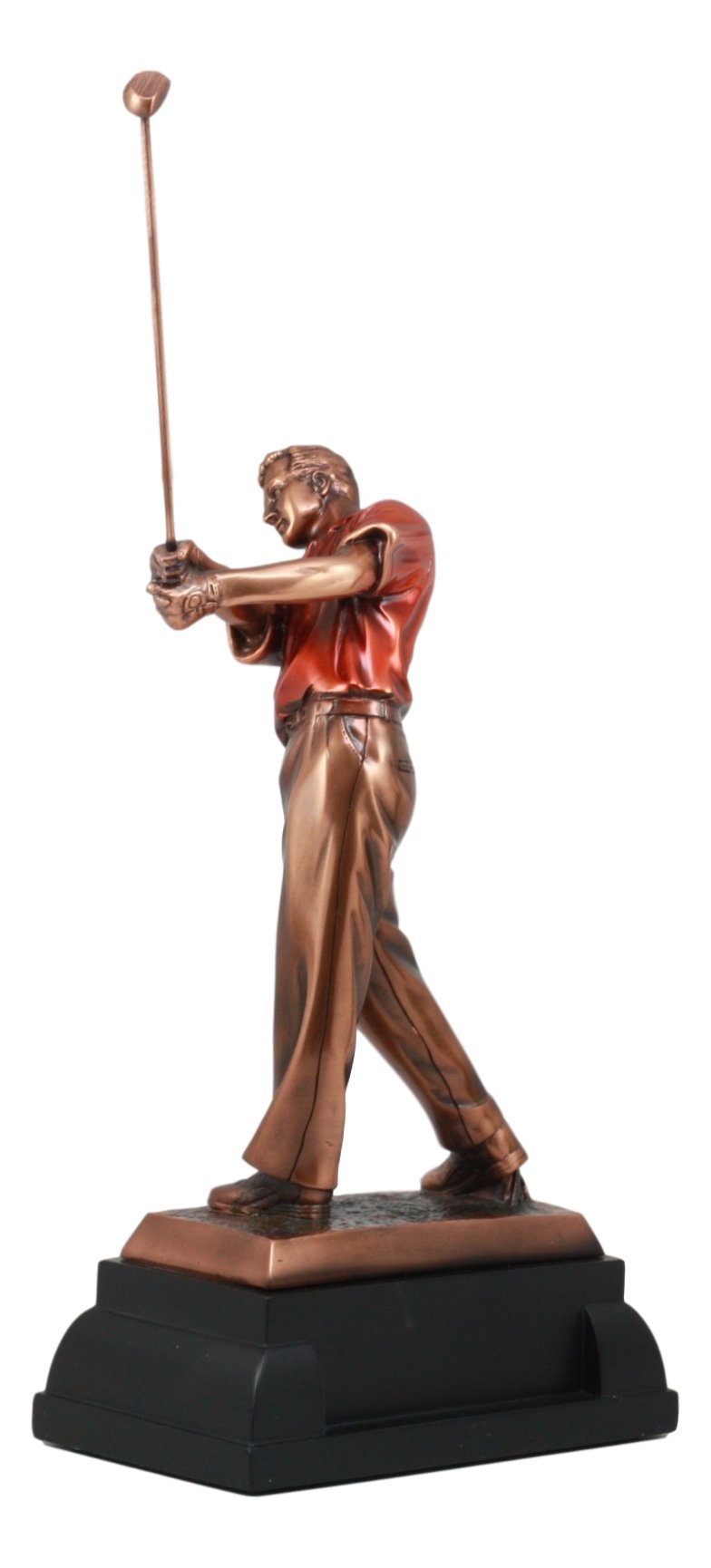 Ebros Bronze Electroplated Golf Swinging Club Statue - 15.25