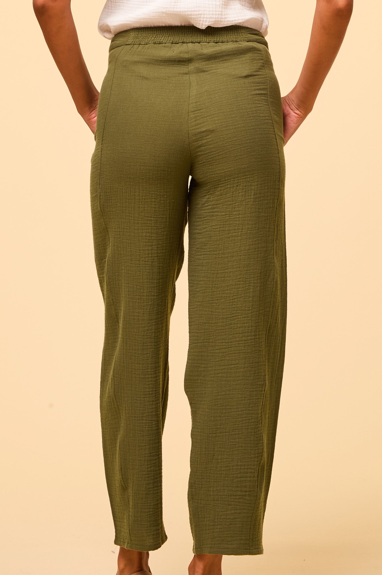 Libby Cheesecloth Trousers for Women - Breathable Khaki Pants | Casual Summer Wear, Beach Outfits, and Boho Style Fashion