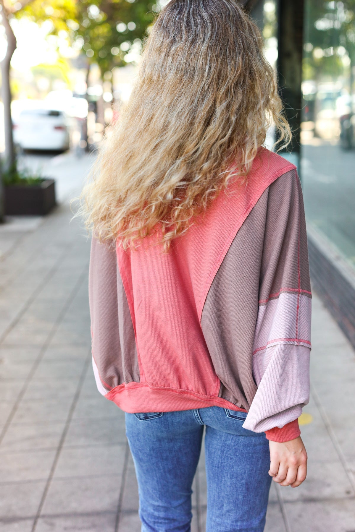 Boldy You Women's Camel Dolman Sleeve Colorblock Knit Bomber Jacket | Cozy Fall Outerwear for Casual Outings & Street Style Fashion