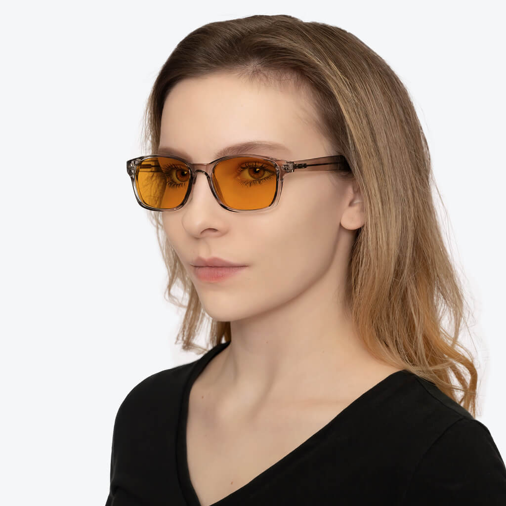 SunDown Lucent Blue Light Blocking Glasses - Pearl Grey Frame for Eye Strain Relief & Better Sleep | Perfect for Nighttime Use, Gaming, and Computer Work