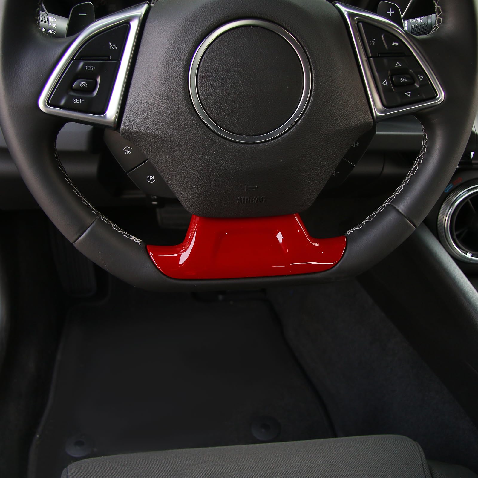 RT-TCZ Red Steering Wheel Panel Trim Sticker for 2017+ Chevy Camaro | Interior Accessories Upgrade | Perfect for Car Enthusiasts & Customization Projects
