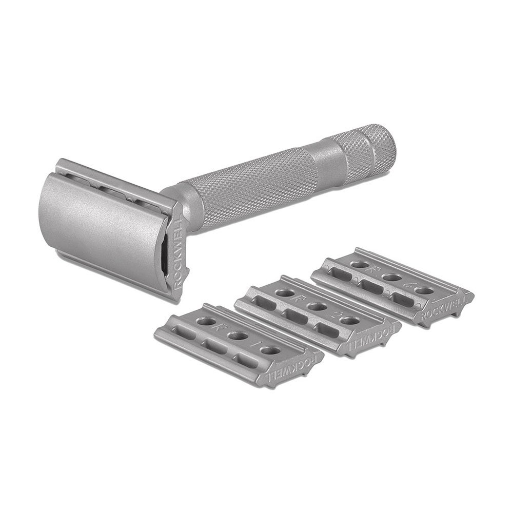 Rockwell 6S Adjustable Safety Razor - Premium Stainless Steel Double Edge Razor with 5 Replacement Blades - Perfect for Men's Wet Shaving & Grooming Routine