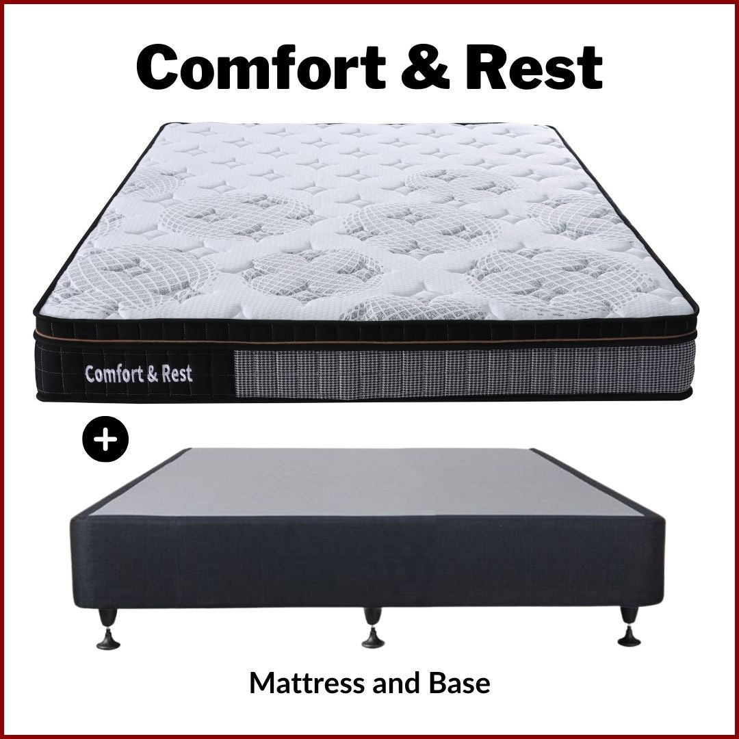 Premium Pocket Spring Mattress with Bed Base - Double Size for Ultimate Comfort & Support - Perfect for Bedrooms, Guest Rooms & Apartments