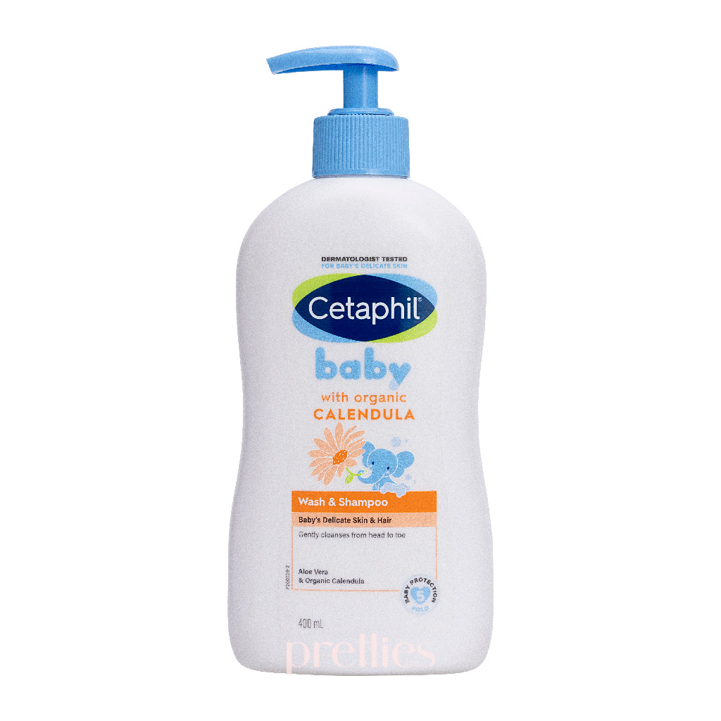 Cetaphil Baby 2-in-1 Shampoo & Body Wash with Organic Calendula - Gentle Cleansing for Sensitive Skin - 13.5 fl oz (400ml) - Perfect for Newborns & Toddlers Bath Time
