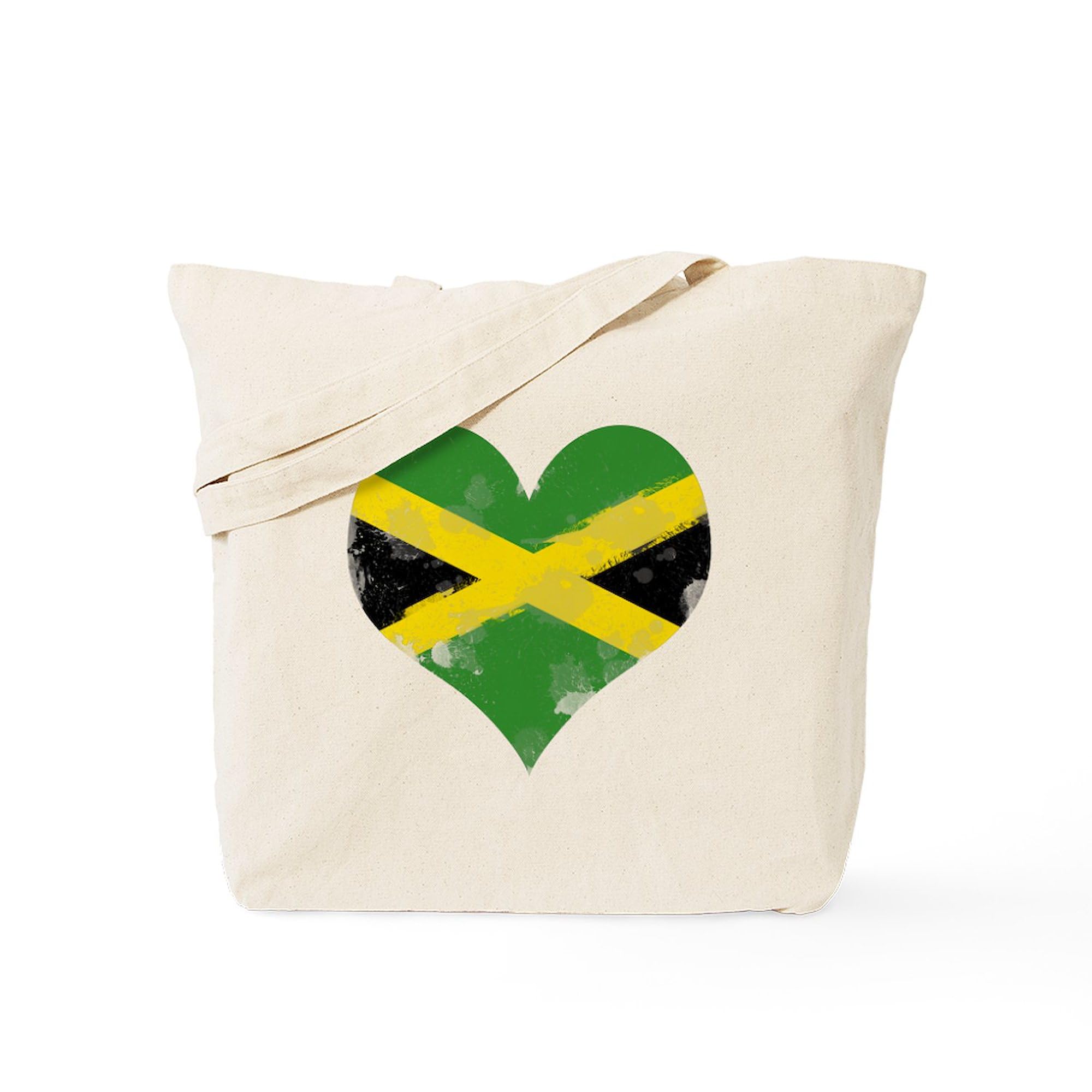 CafePress Jamaican Heart Tote Bag - Natural Canvas Reusable Shopping Bag for Groceries, Beach & Everyday Use