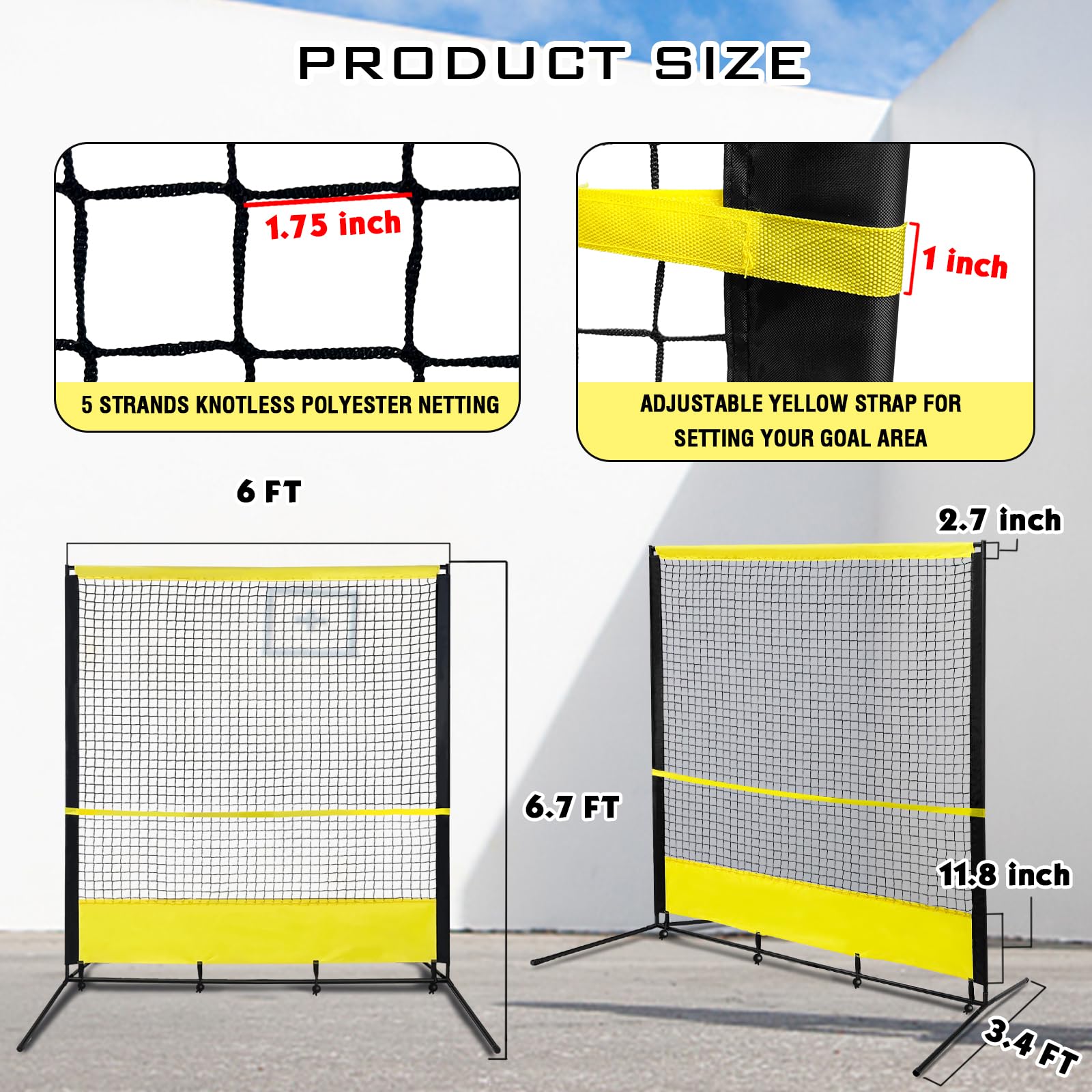 Portable Backstop Barrier Netting for Lacrosse, Soccer, Basketball & Tennis - Multi-Sport Protective Screen with Carry Bag | Perfect for Backyard Practice, Training & Game Protection