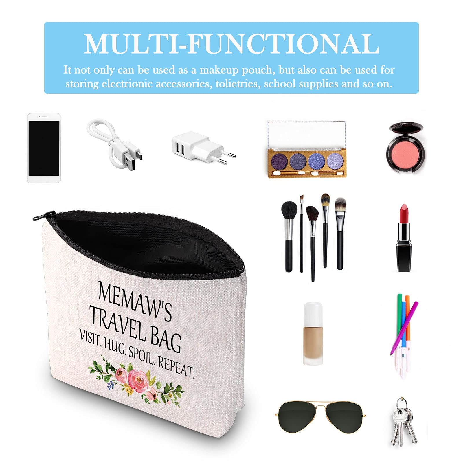 Memaw Travel Toiletry Bag - Birthday Gift for Grandma, Perfect for Travel & Makeup