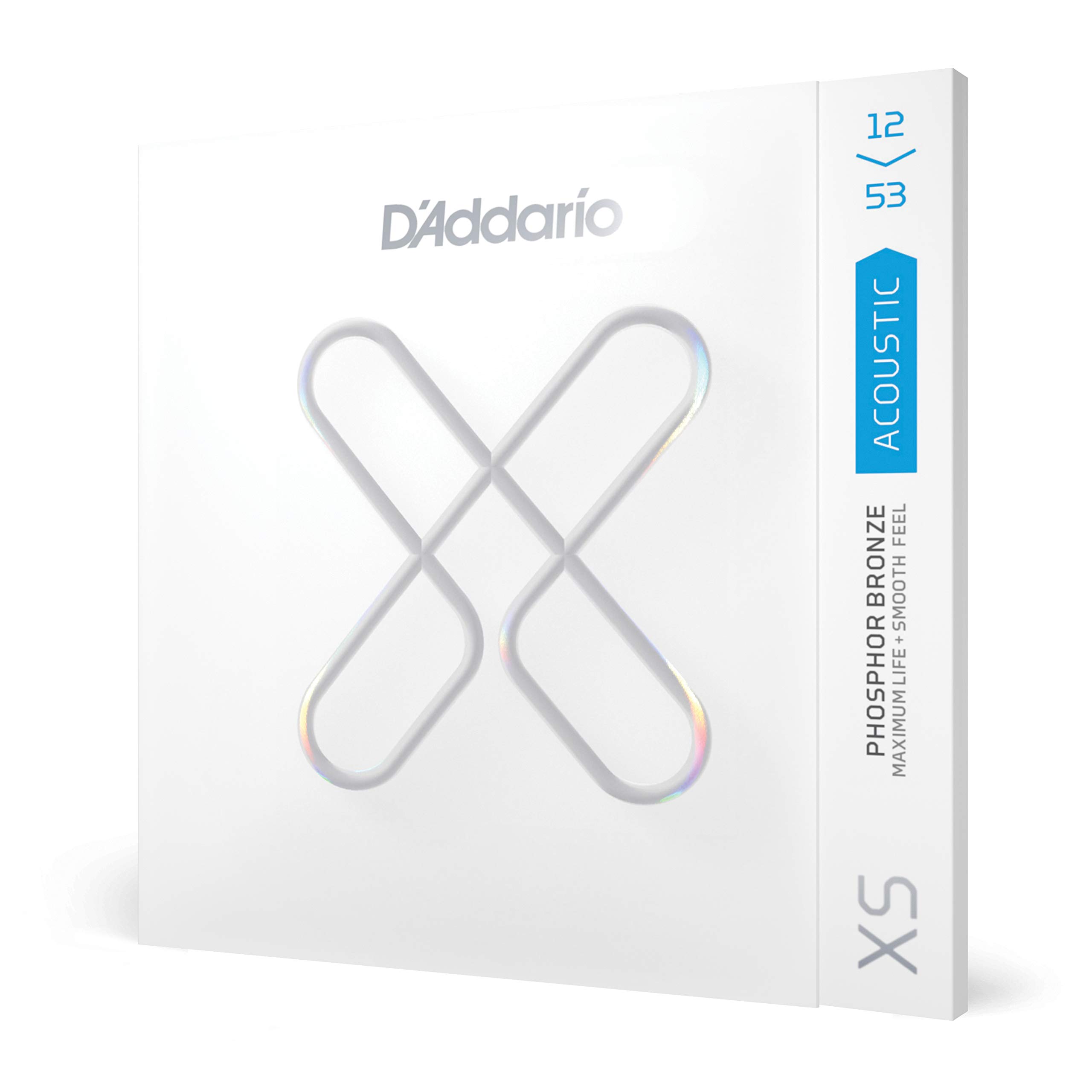 D'Addario XS Phosphor Bronze Coated Acoustic Guitar Strings - XSAPB1253 Light 12-53 - Long-Lasting Smooth Feel & Rich Tone for 6-String Guitars | Perfect for Recording, Live Performances & Practice Sessions