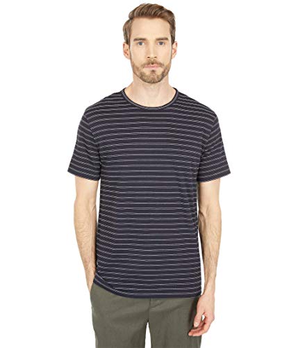 Vince Men's Jacquard Stripe Short Sleeve Crew Neck T-Shirt | Breathable Cotton Blend | Casual & Streetwear Style | Perfect for Everyday Wear, Summer Outfits and Layering
