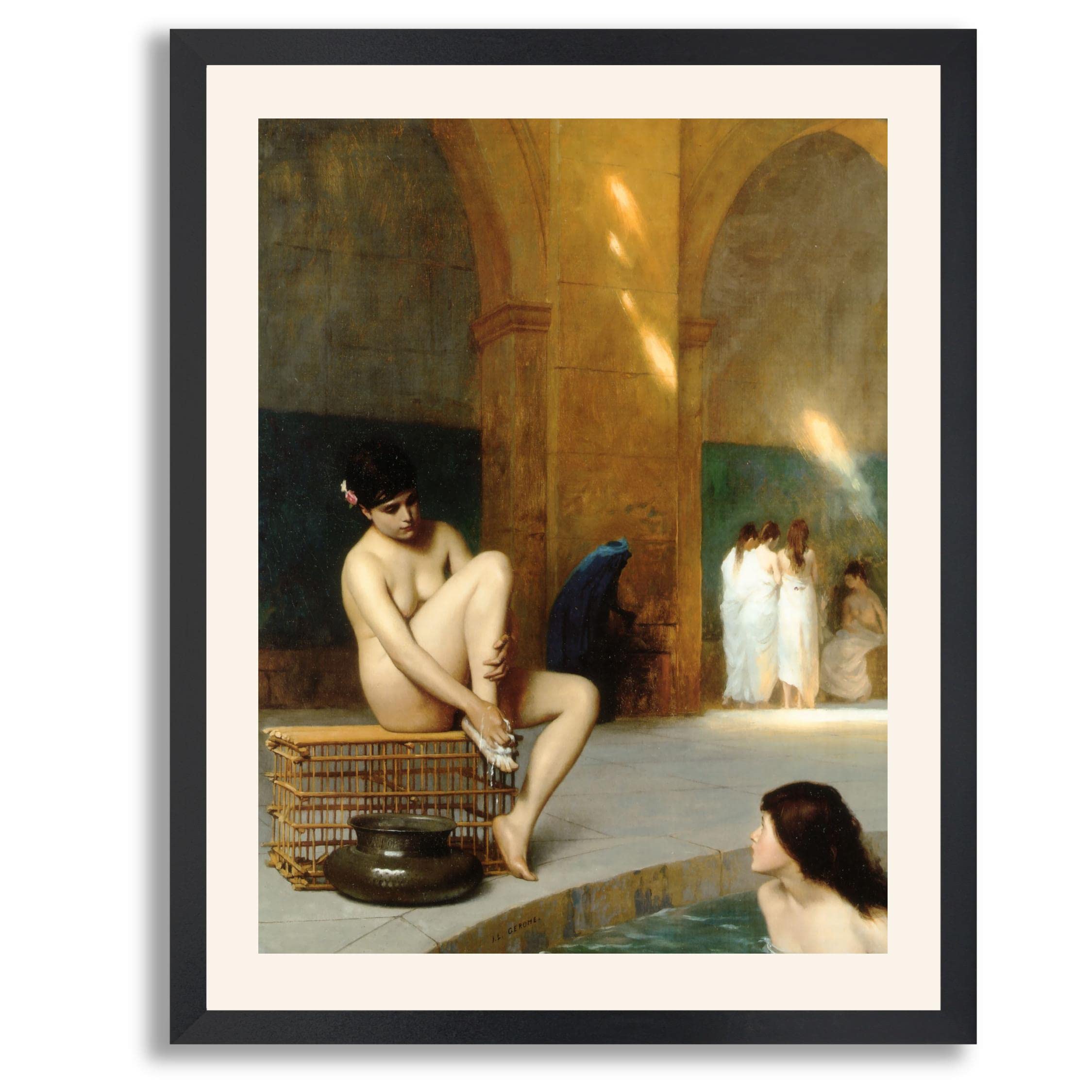 Jean Leon Gerome Nude Woman Framed Art Print - Premium Canvas Wall Art Reproduction in Wood Frame for Home & Office Decor - Perfect for Bedroom, Living Room & Gallery Display