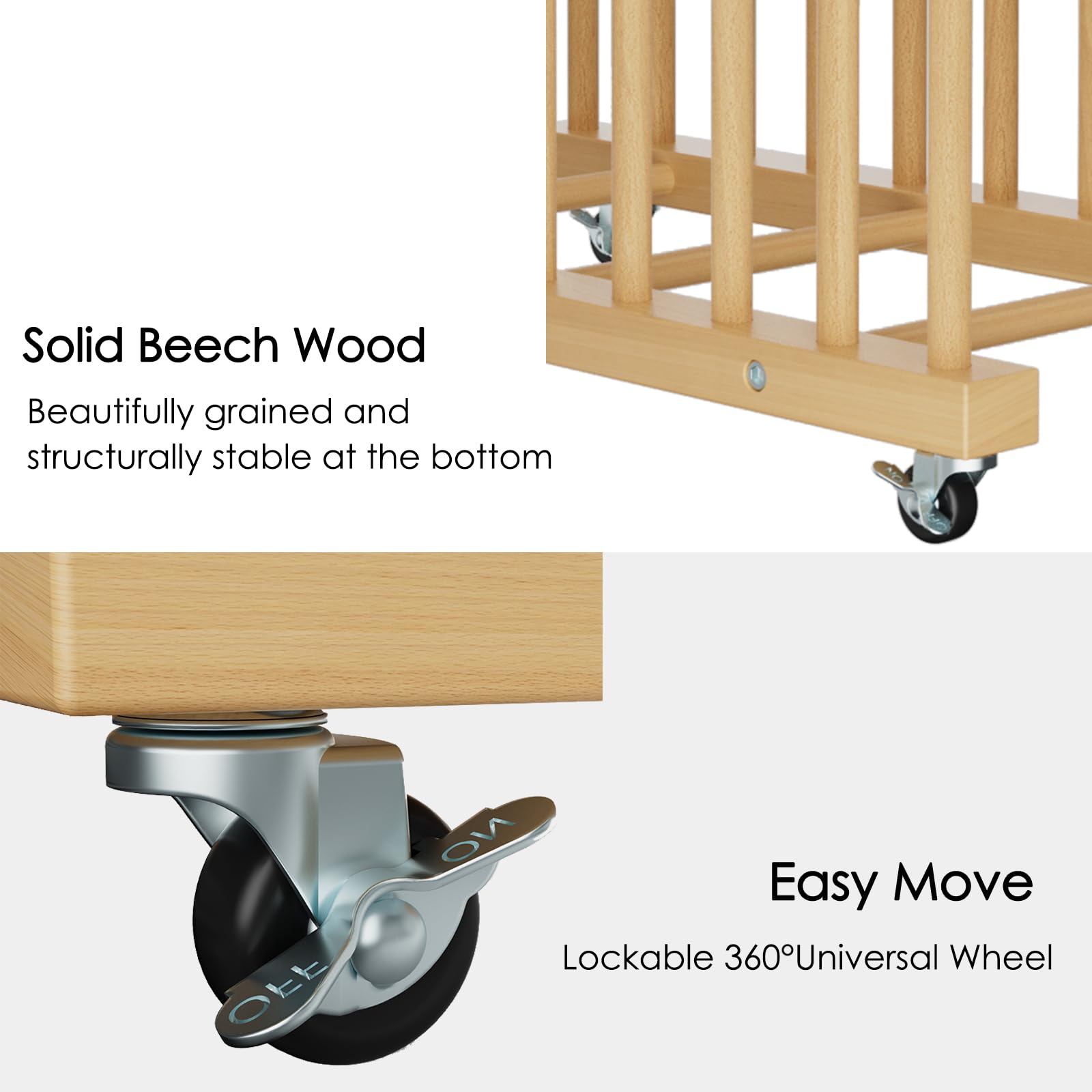 Art Storage Rack with Wheels - Wooden Drying & Display Stand for Canvas, Drawing Boards, Prints & Paper Pads - Perfect for Art Studios, Galleries & Home Artworks Organization