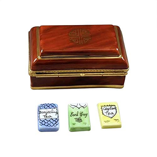 Rochard Limoges Porcelain Tea Box with 3 Removable Tea Bags - Elegant Tea Storage for Afternoon Tea & Gifts