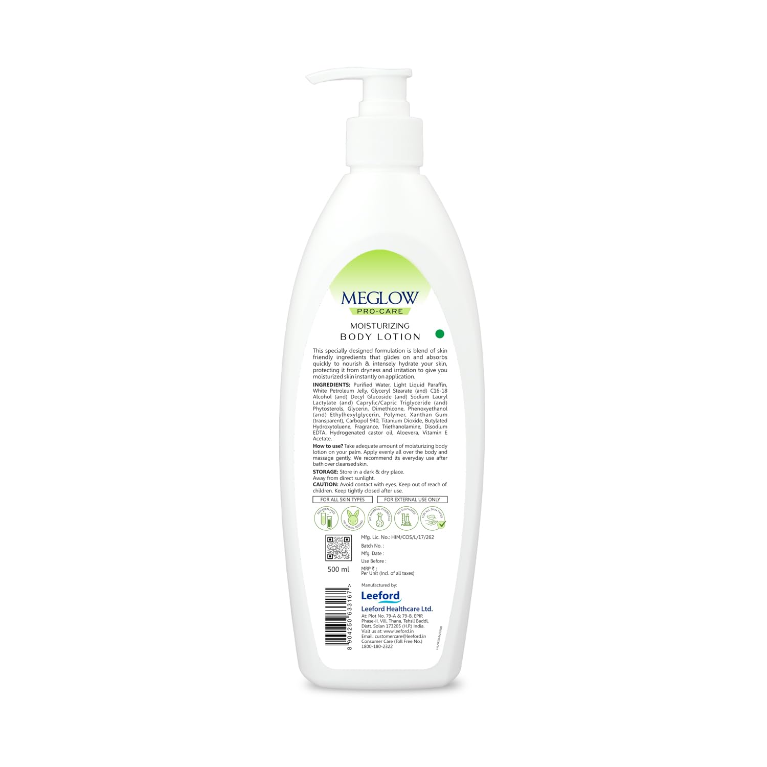 Meglow Pro-Care Moisturizing Body Lotion for Women & Men - 500ml Aloe Vera Enriched Hydrating Lotion for Dry Skin with 48-Hour Moisture Lock Technology | Perfect for Daily Use, After Shower & Winter Skin Care