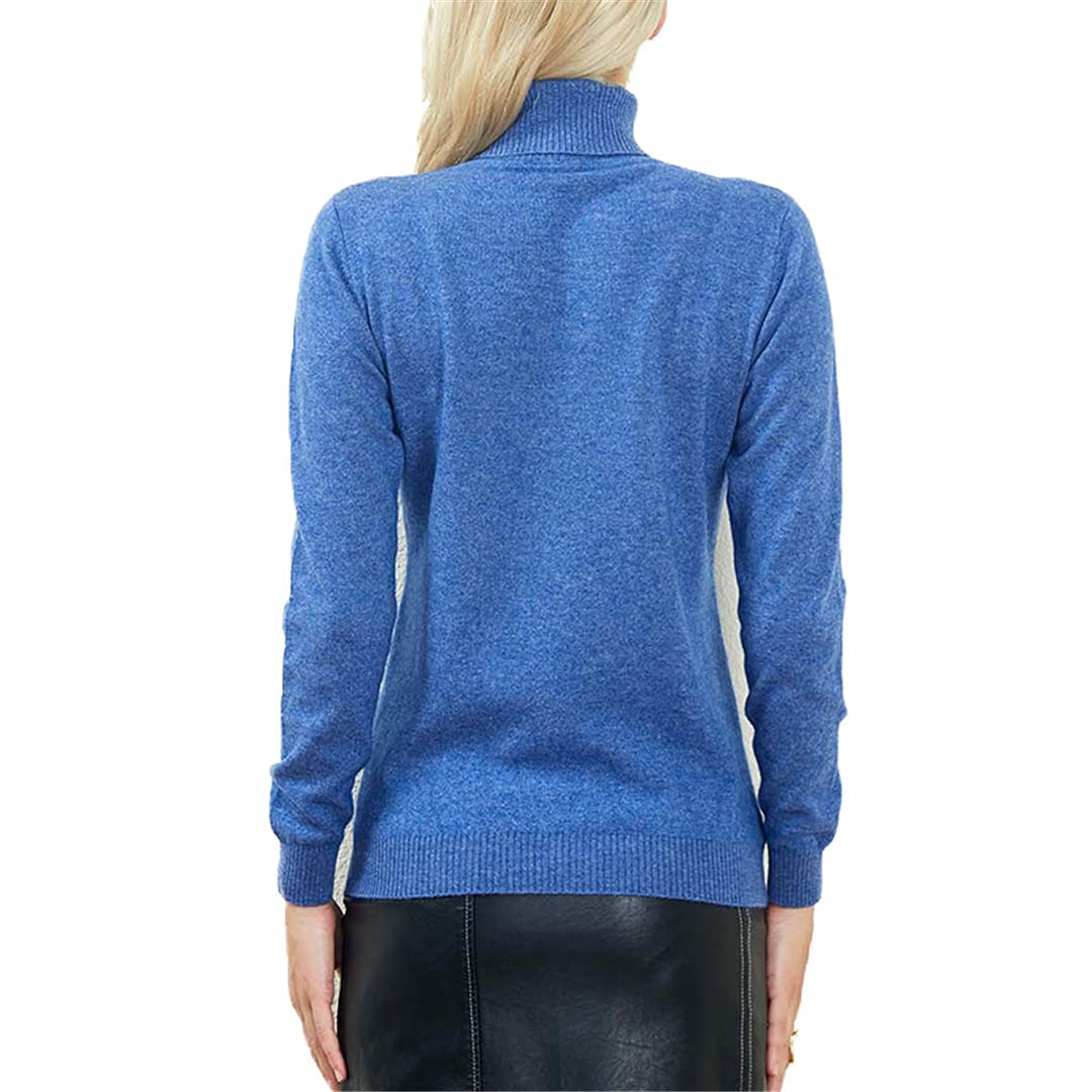 Women's 100% Cashmere Sweater - Warm Long Sleeve Turtleneck Pullover Knit Jumper for Autumn/Winter | Beige & White | XXL | Cozy Office Wear & Casual Outfits