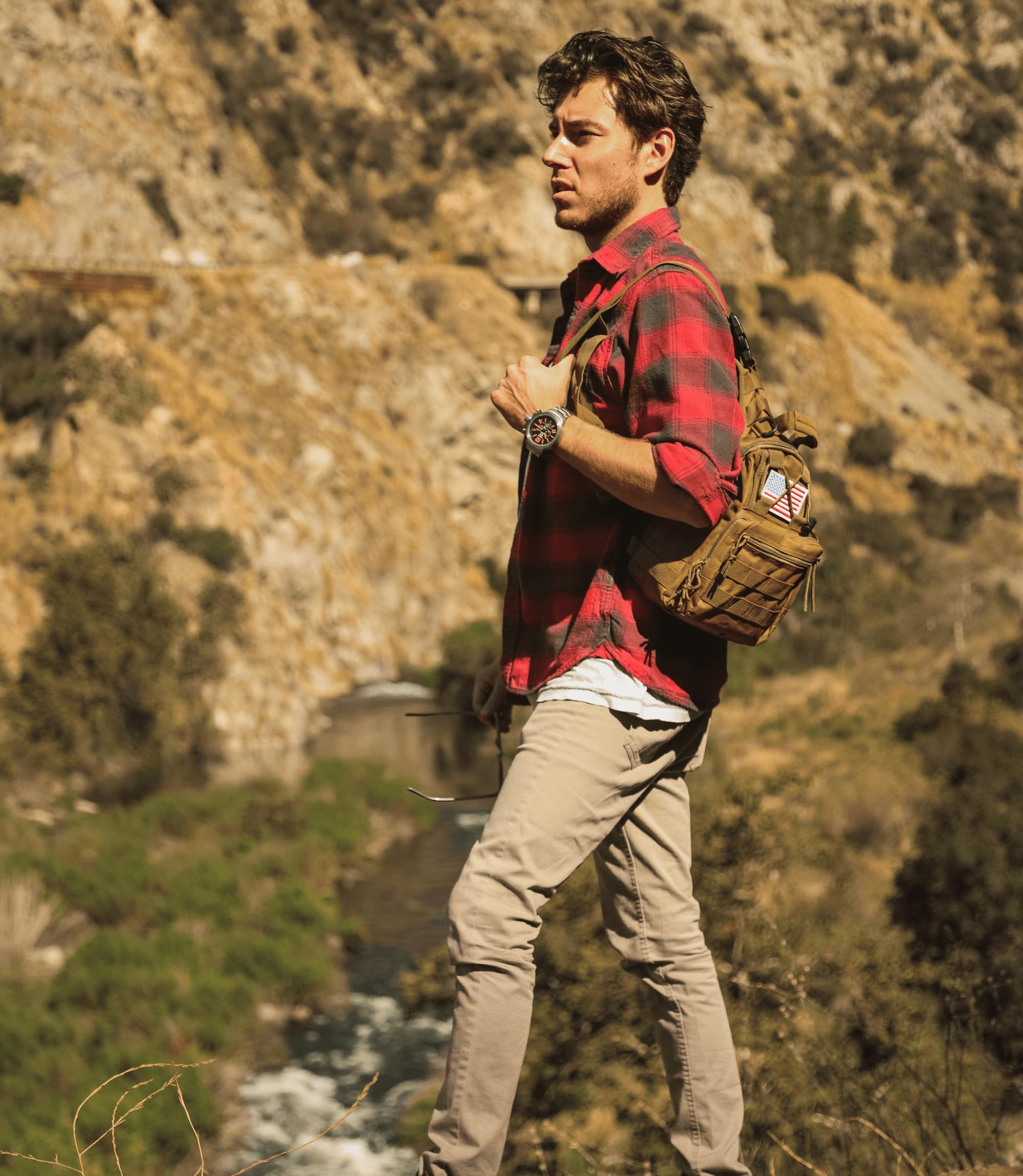 Tactical Military Sling Backpack - Molle Outdoor Daypack with Adjustable Shoulder Strap - ACU Digital Camo - Perfect for Hiking, Camping & Airsoft Games