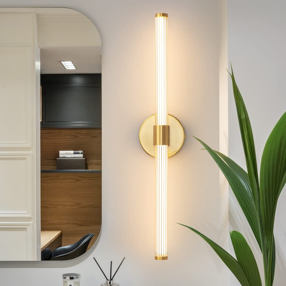 22 Inch Dimmable LED Vanity Light Bar - Gold Modern Bathroom Wall Sconce with 360° Full Lighting for Mirror, Warm White Light for Bedroom & Living Room | Perfect for Makeup, Shaving & Home Decor
