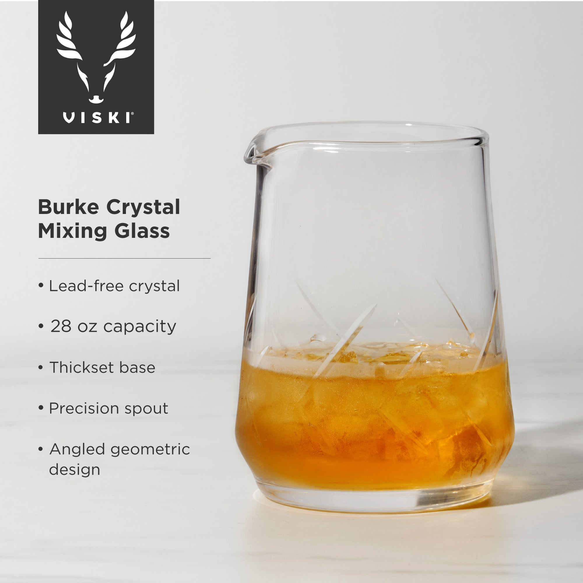 Premium Burke Crystal Mixing Glass - Heavy Base Barware for Cocktails, Whiskey & Spirits - Perfect for Home Bars, Mixologists & Professional Bartenders