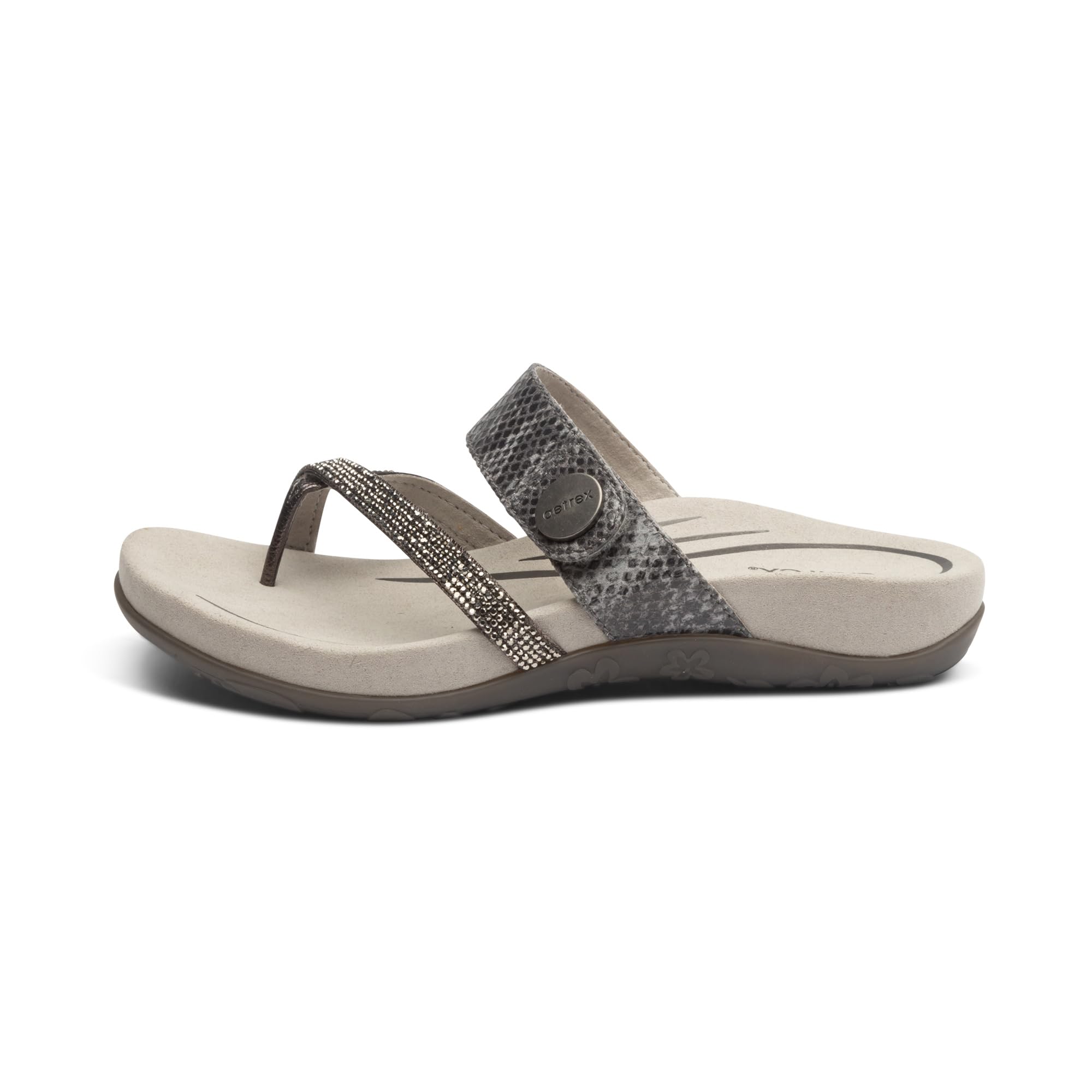 Aetrex Women's Izzy Memory Foam Orthopedic Slide Sandals - Adjustable Faux Leather Arch Support for Pressure Relief & Foot Pain - Perfect for Home, Office & Casual Wear