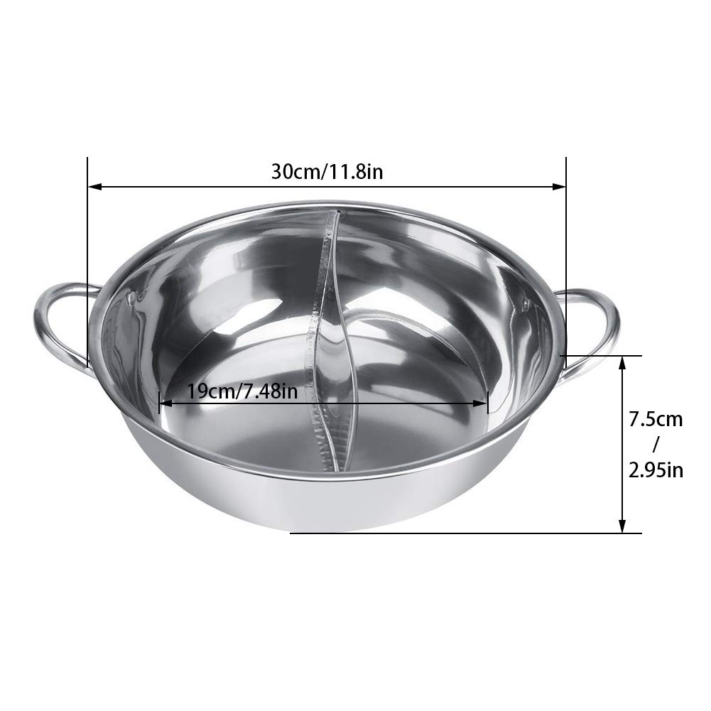 30/32cm Hot Pot, Mandarin Duck Shaped Cooking Pot, Stainless Steel Soup Casserole for Shabu Shabu - Double Induction Hob Compatible (30cm) - Perfect for Family Gatherings, Asian Hot Pot Parties & Home Cooking